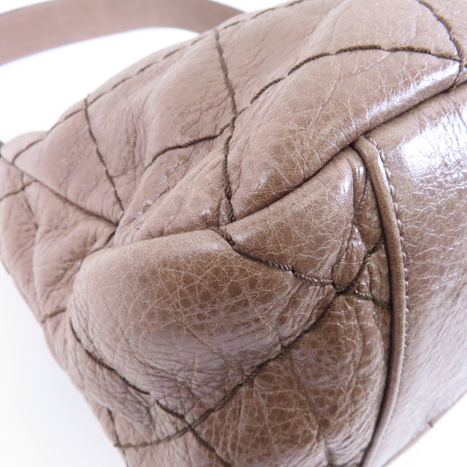 CHANEL 【激減優惠】菱格牛皮皮革Shoulder Bag銀扣肩背袋啡色
