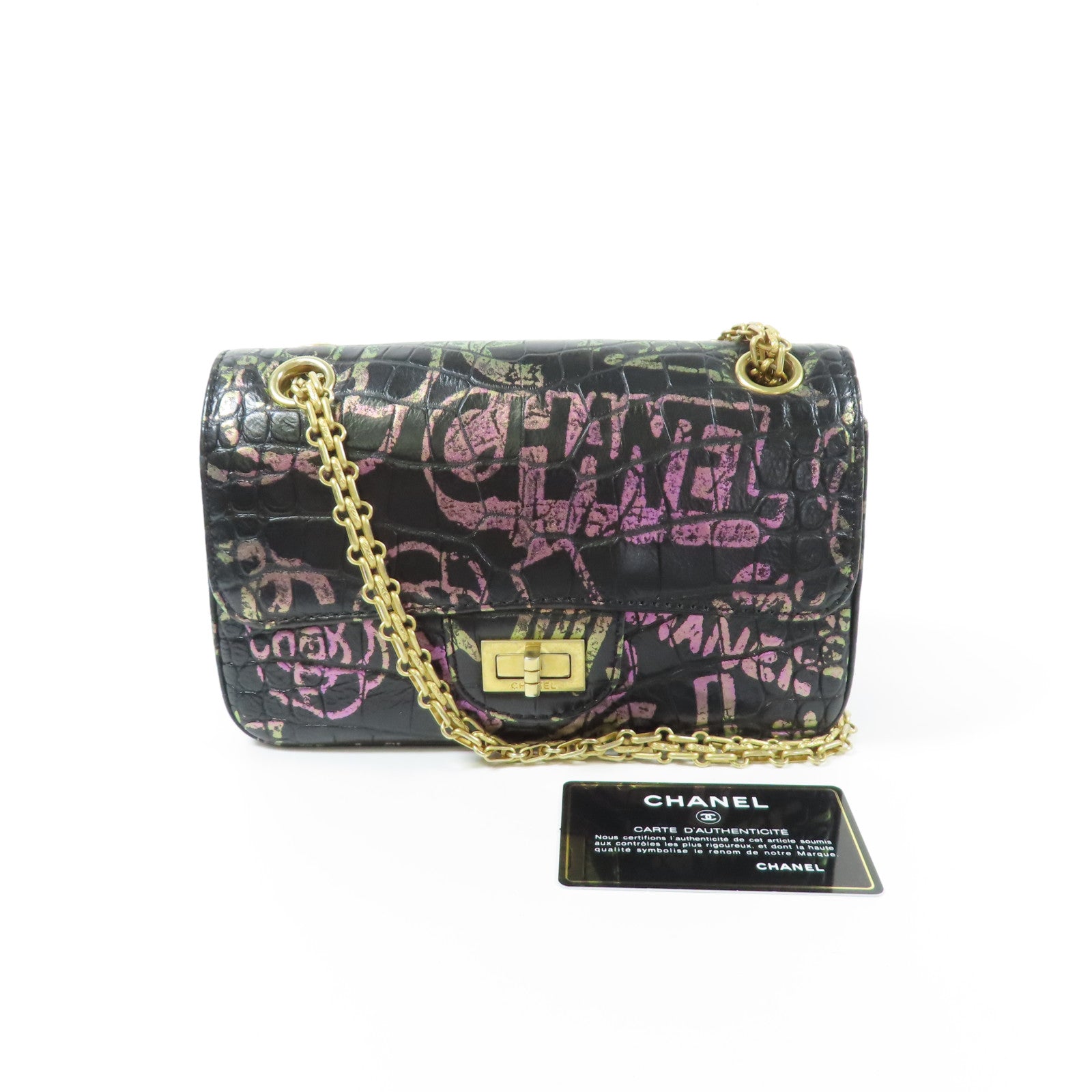 CHANEL 牛皮皮革2.55 Mini金扣鏈帶肩背袋