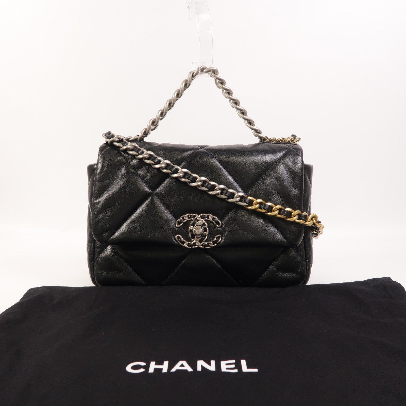 CHANEL 羊皮皮革C19 Small手挽肩背兩用袋