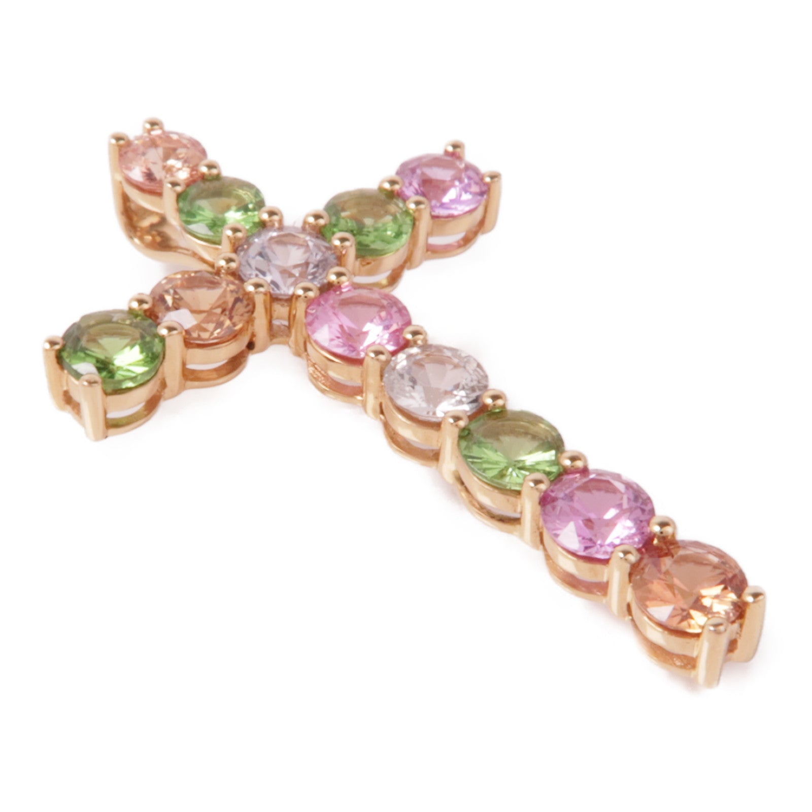 JEWELRY 18K玫瑰金Multi Sapphire Pendant Top彩色藍寶石吊墜