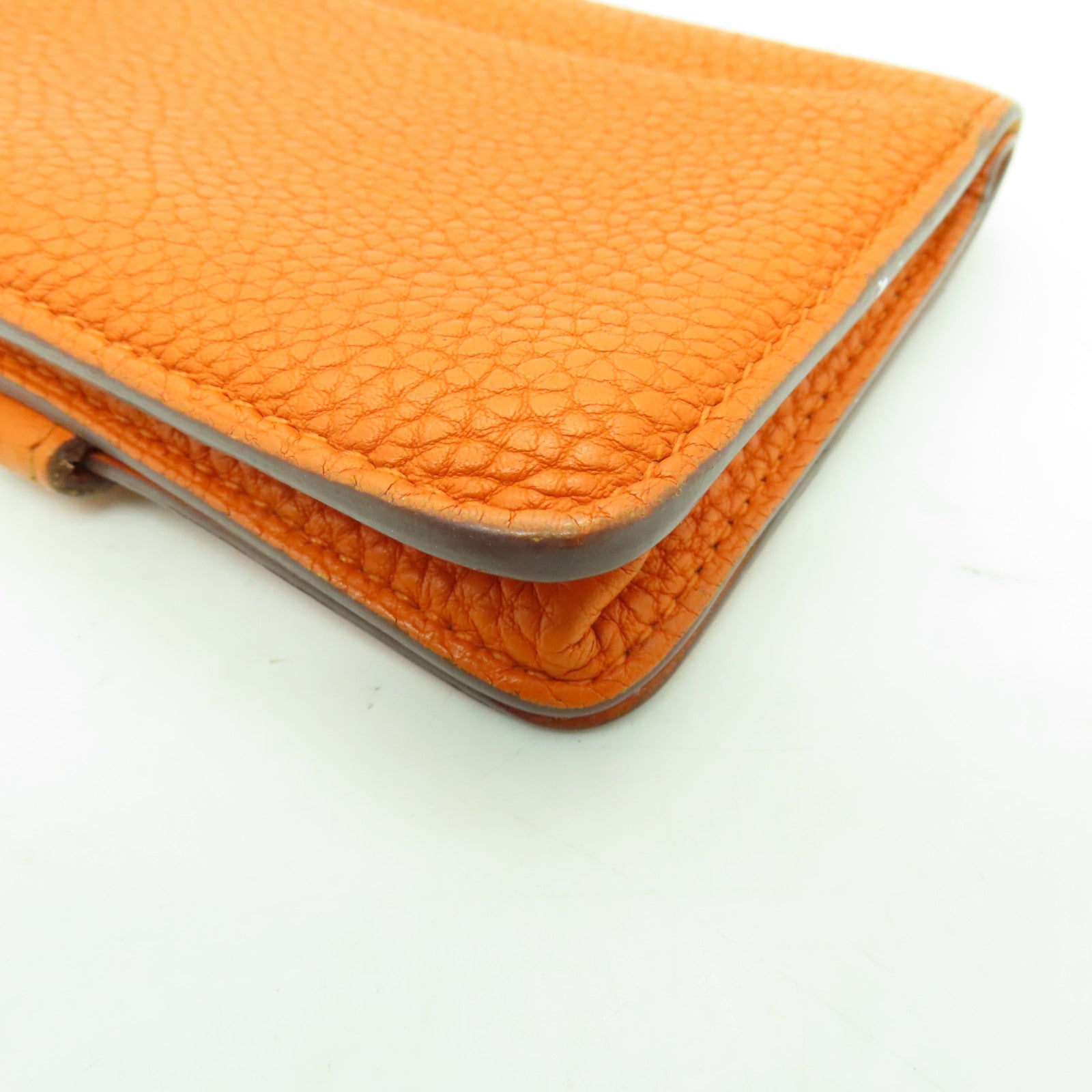 HERMES 【清倉大減價】Togo皮革Dogon Coin Case銀扣零錢包橙色