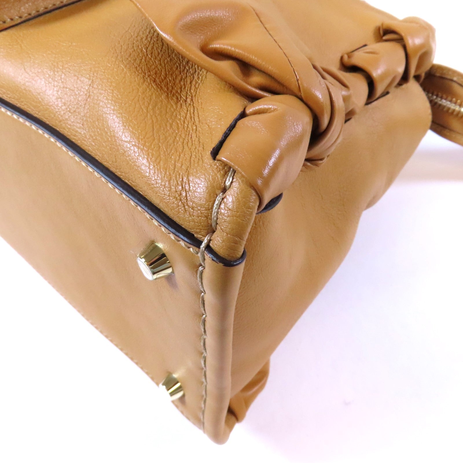 Chloe 【激減優惠】牛皮皮革Shoulder Tote Bag金扣肩背袋啡色