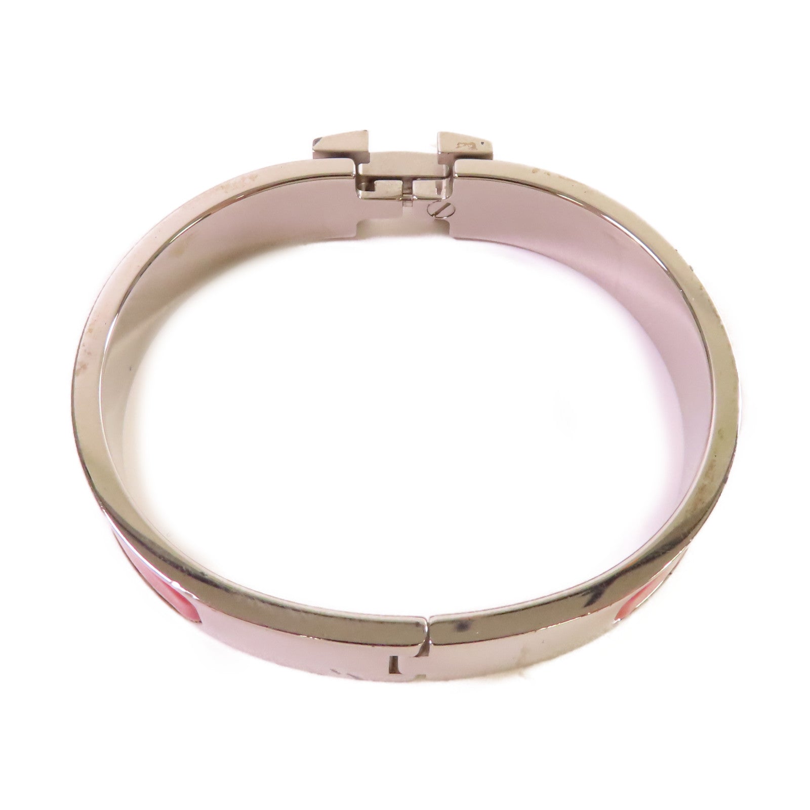 HERMES 金屬/琺瑯Clic H Bracelet銀扣手鐲紅色/銀色