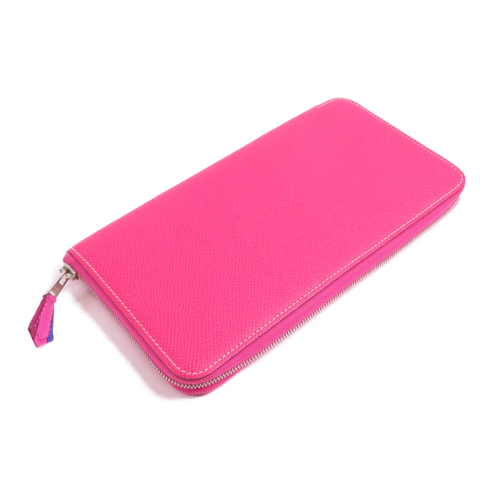 HERMES Epsom皮革Silk In Classic銀扣長錢包Rose Tyrien