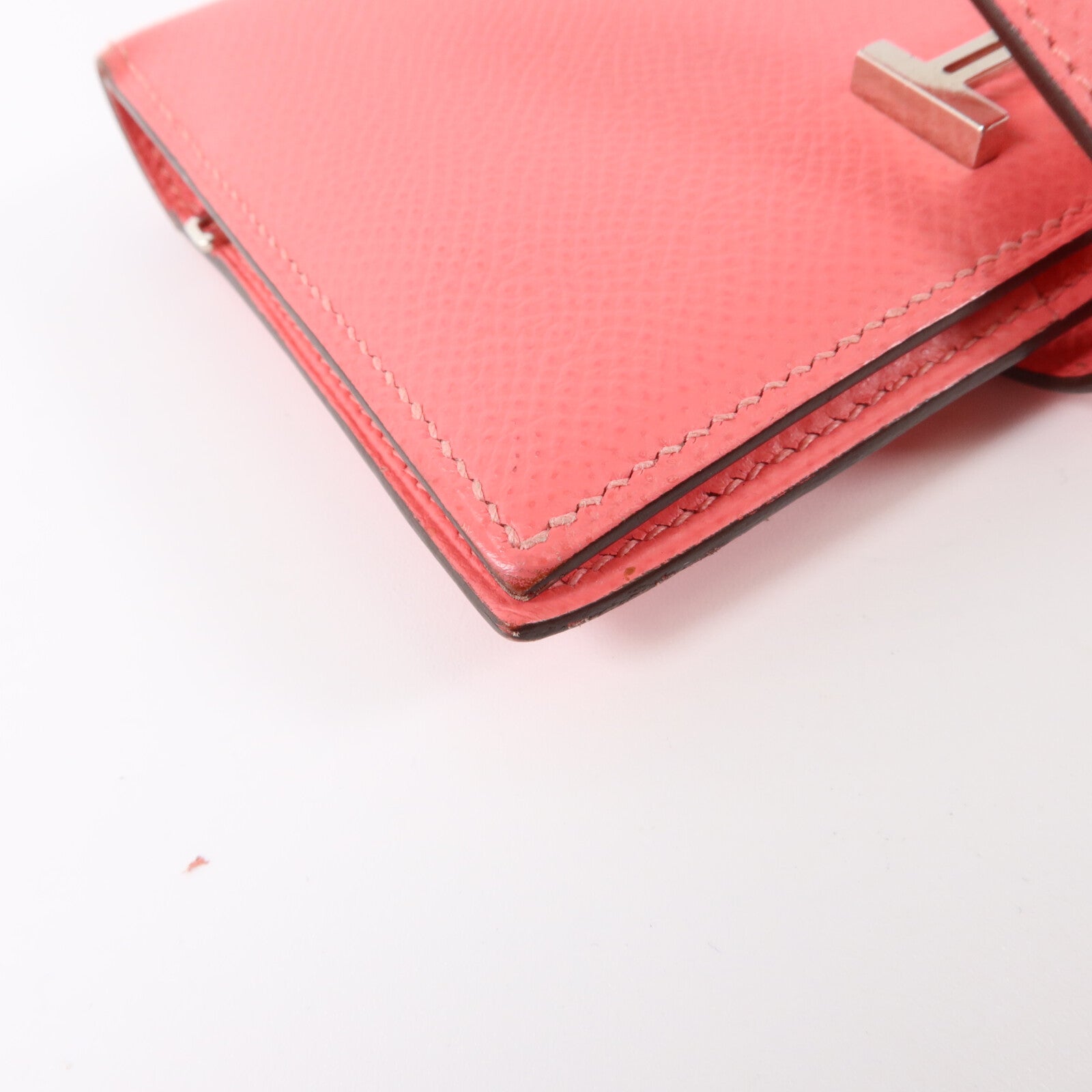 HERMES Epsom皮革Bearn Compact Wallet銀扣錢包Rose Azalee