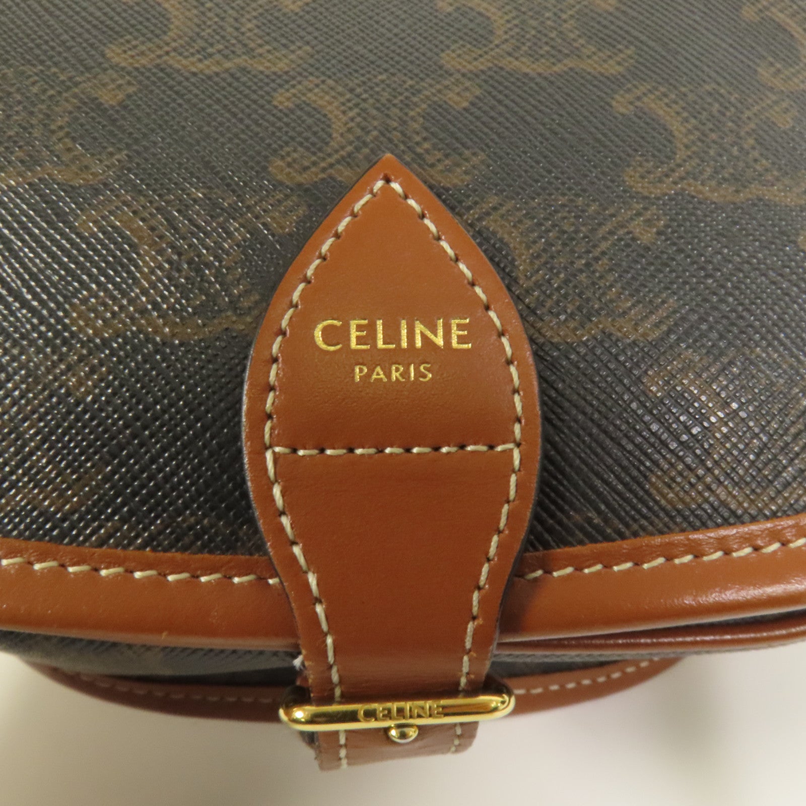 CELINE 塗層帆布Folco金扣肩背袋