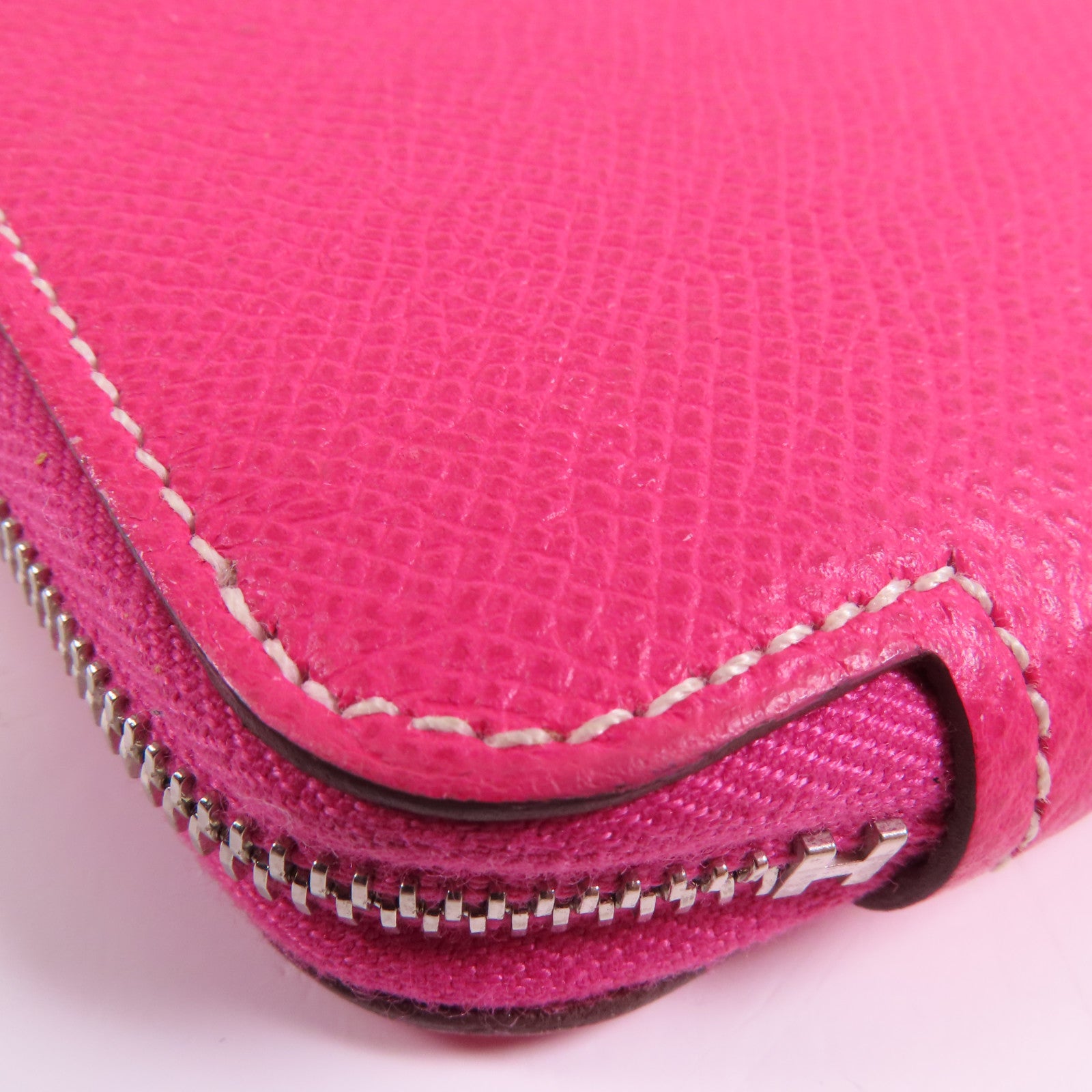 HERMES Epsom皮革Silk In Classic銀扣長錢包Rose Tyrien