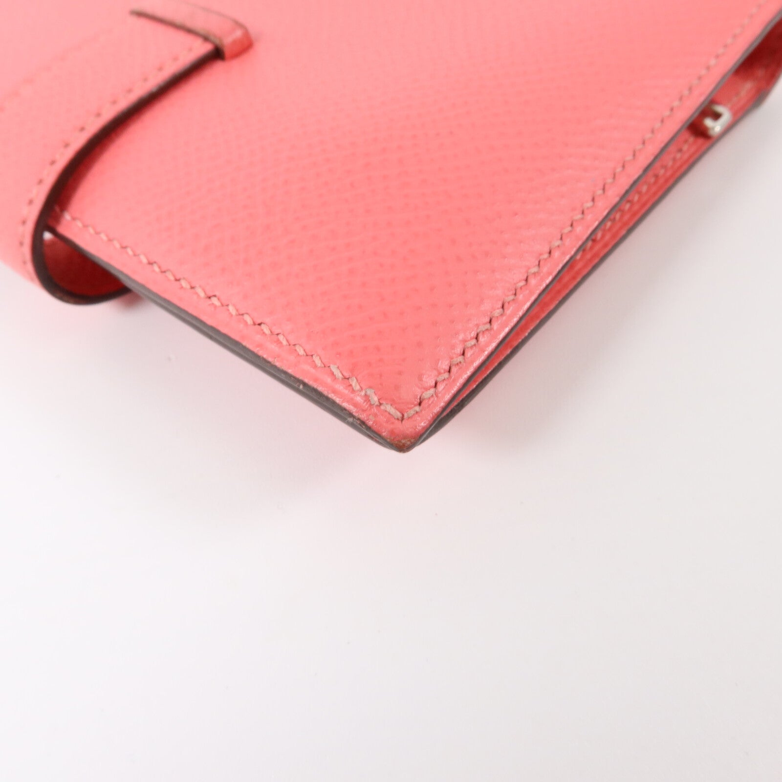 HERMES Epsom皮革Bearn Compact Wallet銀扣錢包Rose Azalee