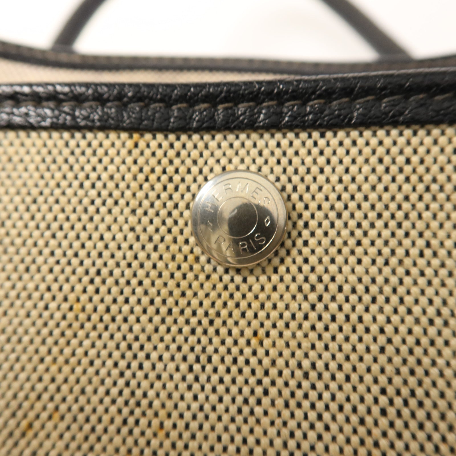 HERMES 帆布GardenParty PM銀扣手挽袋