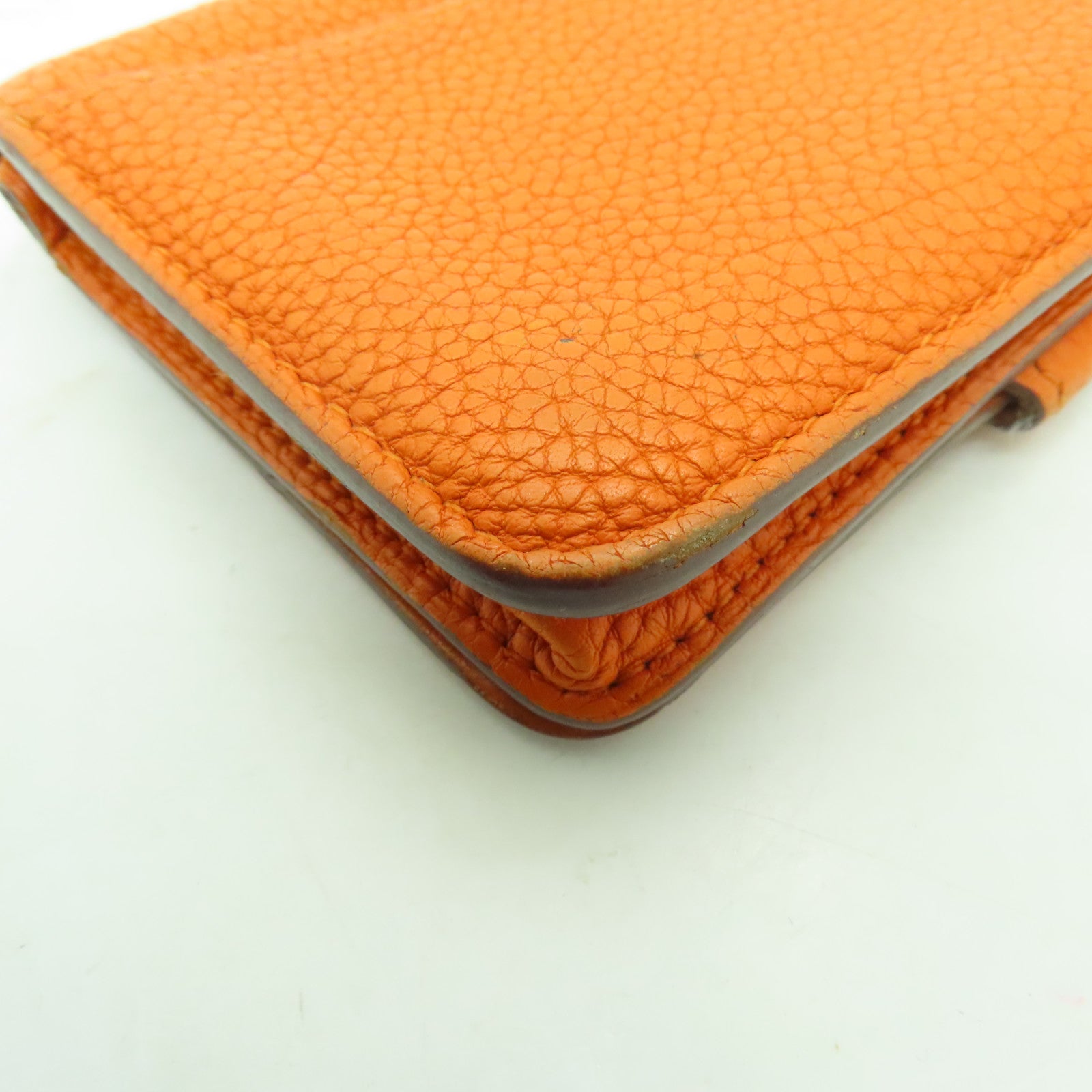 HERMES 【清倉大減價】Togo皮革Dogon Coin Case銀扣零錢包橙色