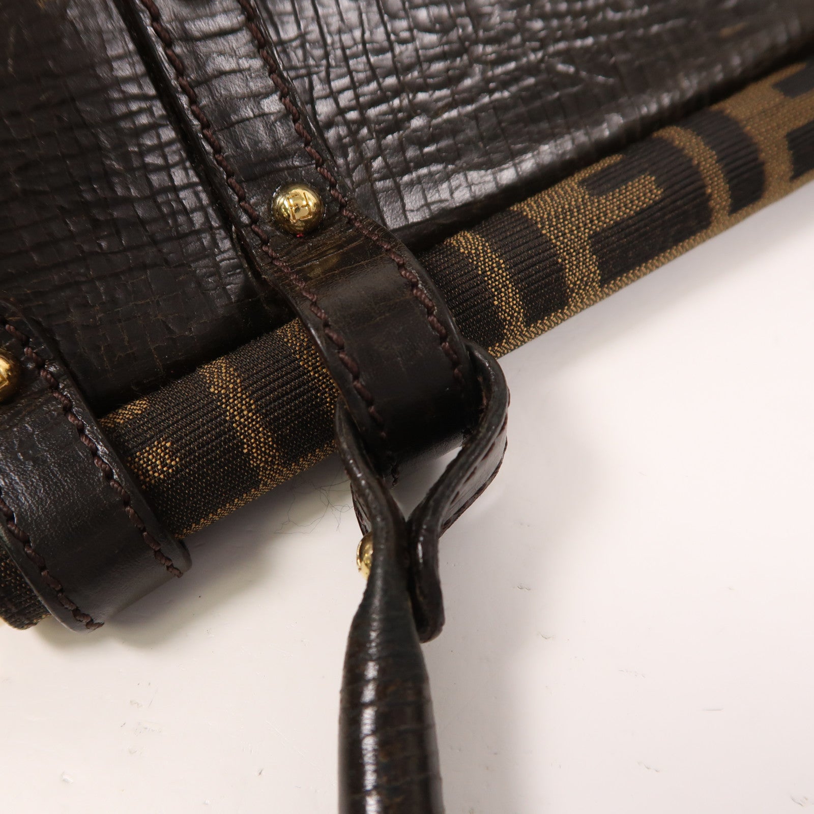 FENDI 帆布/牛皮皮革Hand Bag金扣手挽袋