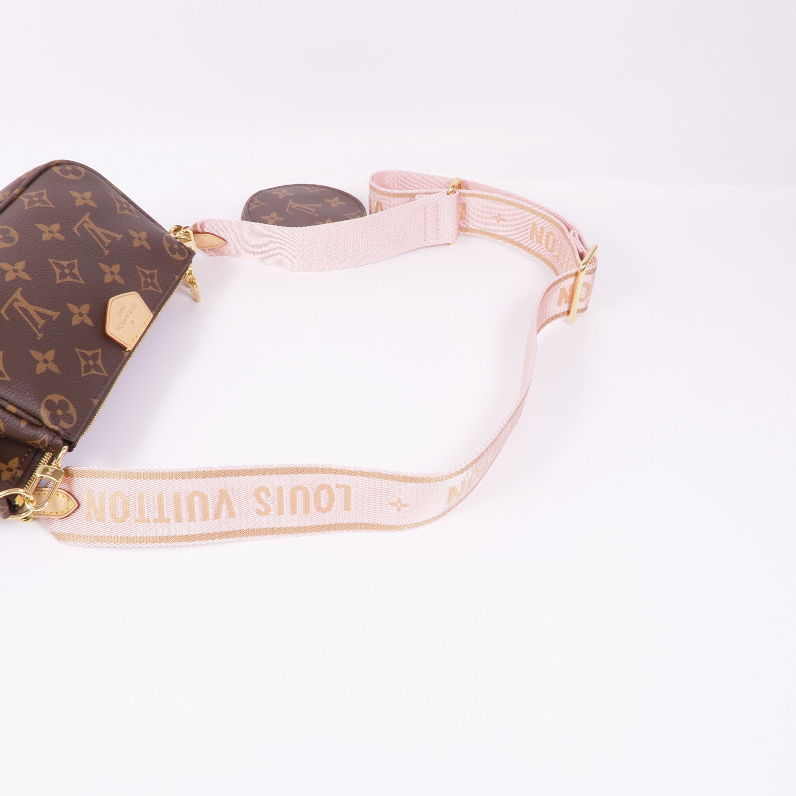 LOUIS VUITTON Monogram Multi Pochette Accessoires金扣手挽肩背兩用袋棕色