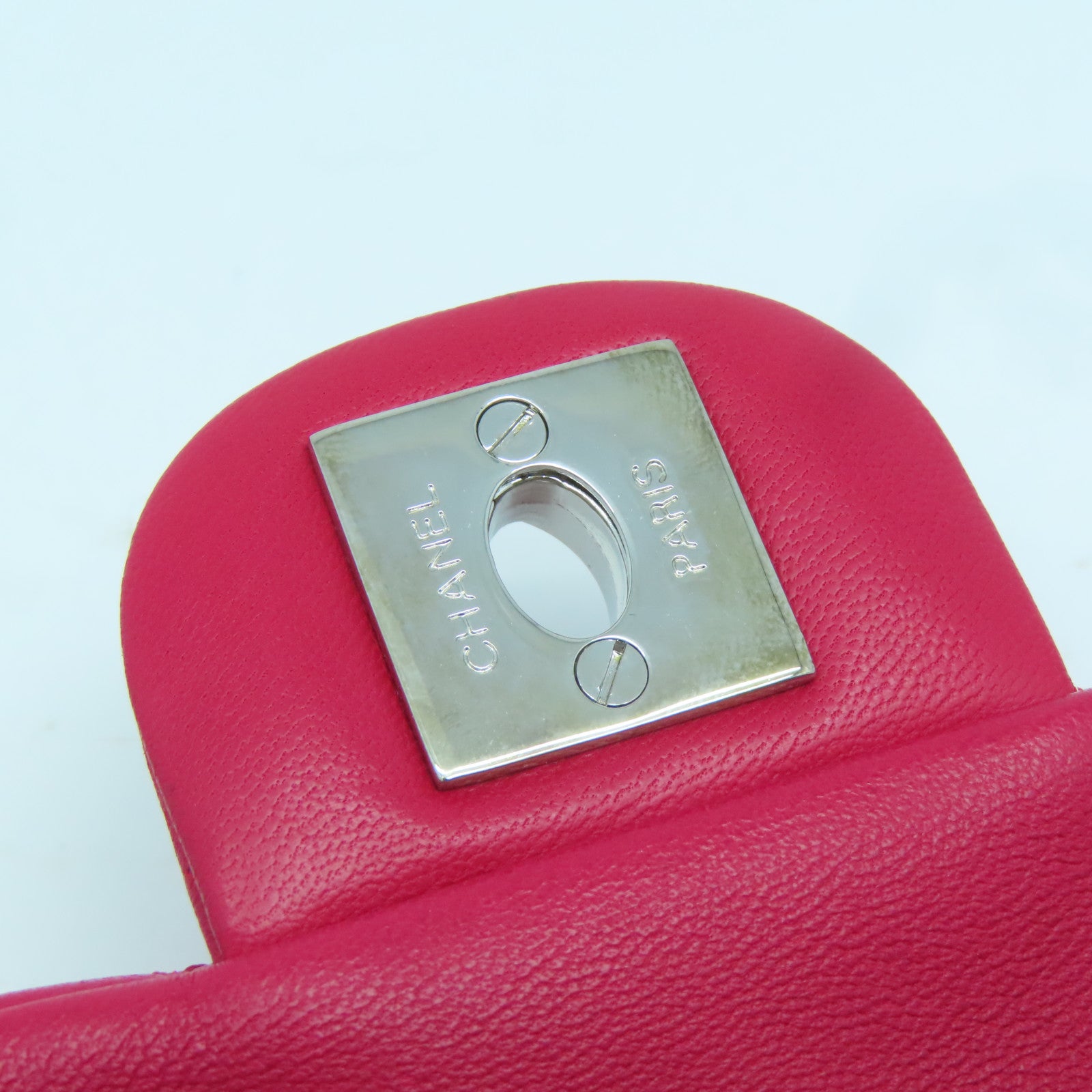 CHANEL 【激減優惠】菱格羊皮皮革Chain Shoulder Bag銀扣鏈帶肩背袋桃紅色