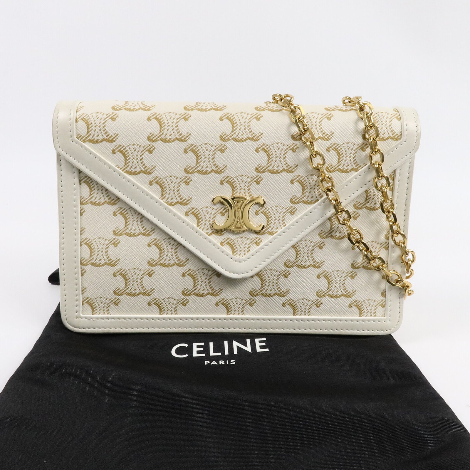 CELINE 塗層帆布Mailon Wallet On Chain鏈帶肩背袋