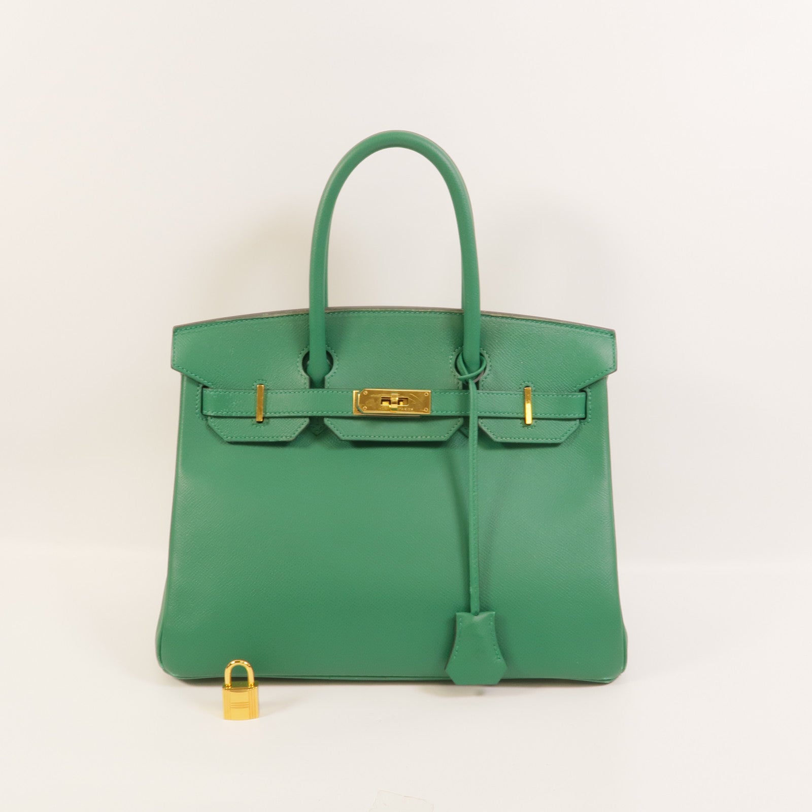 HERMES Epsom皮革Birkin 30手挽袋Malachite