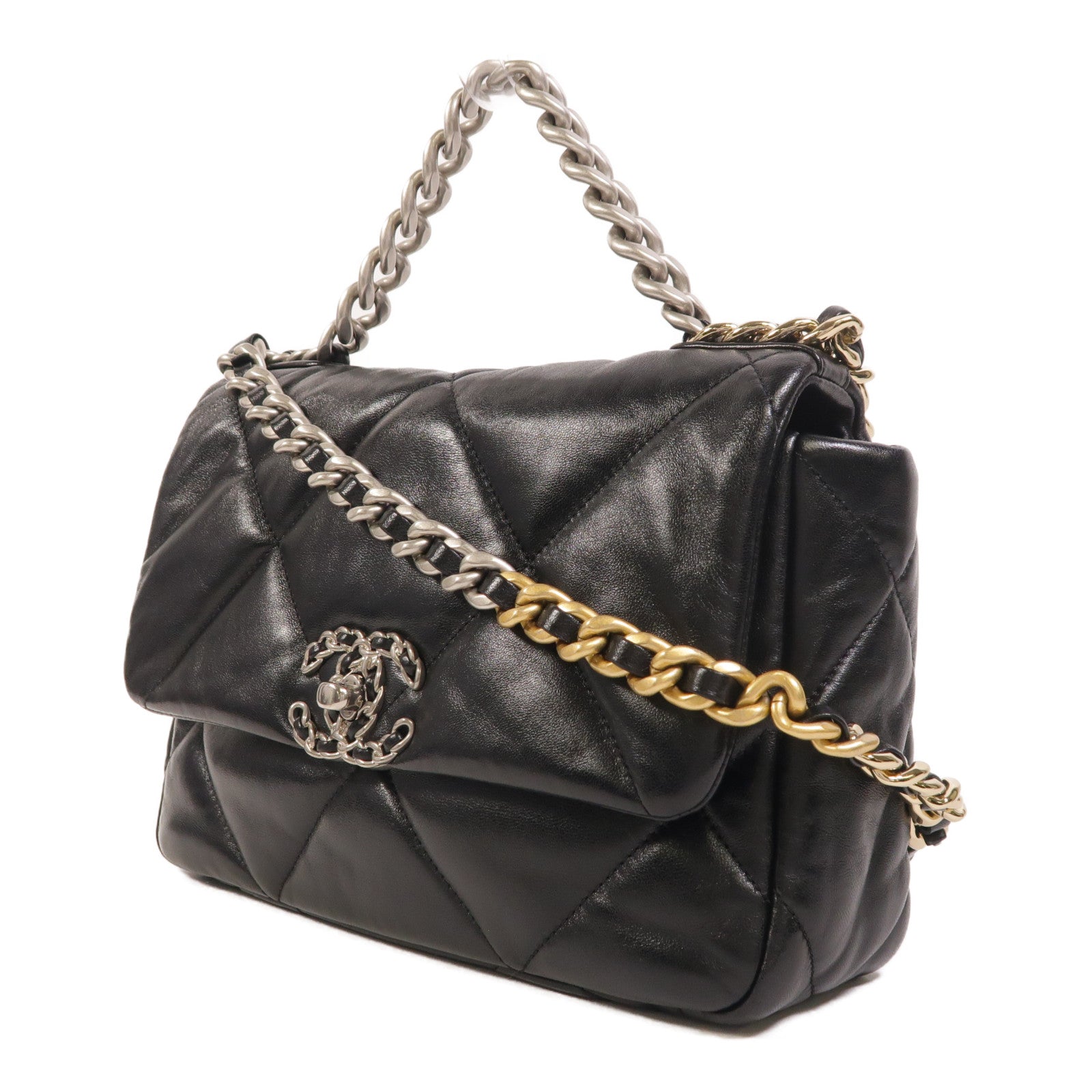 CHANEL 羊皮皮革C19 Small手挽肩背兩用袋