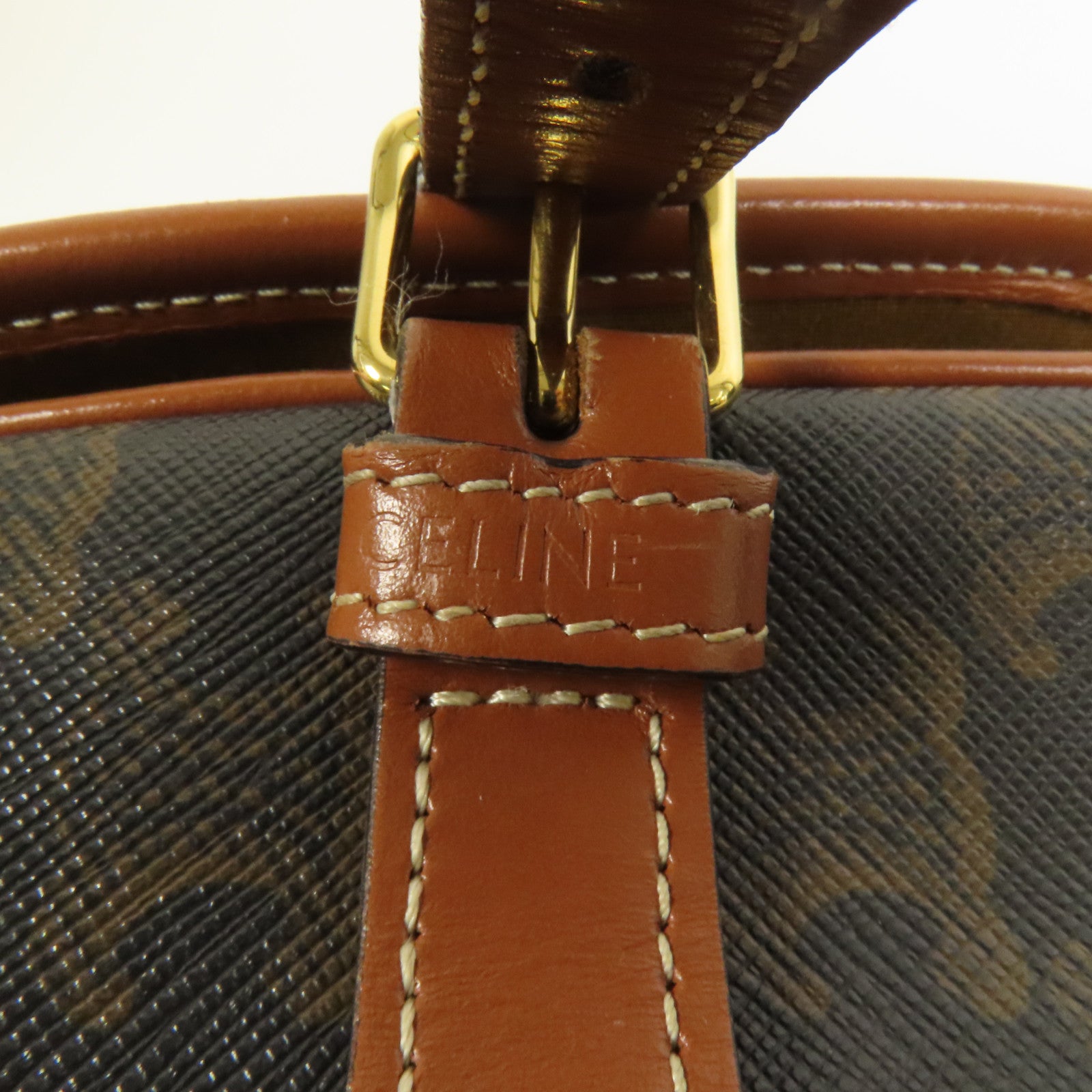 CELINE 塗層帆布Folco金扣肩背袋