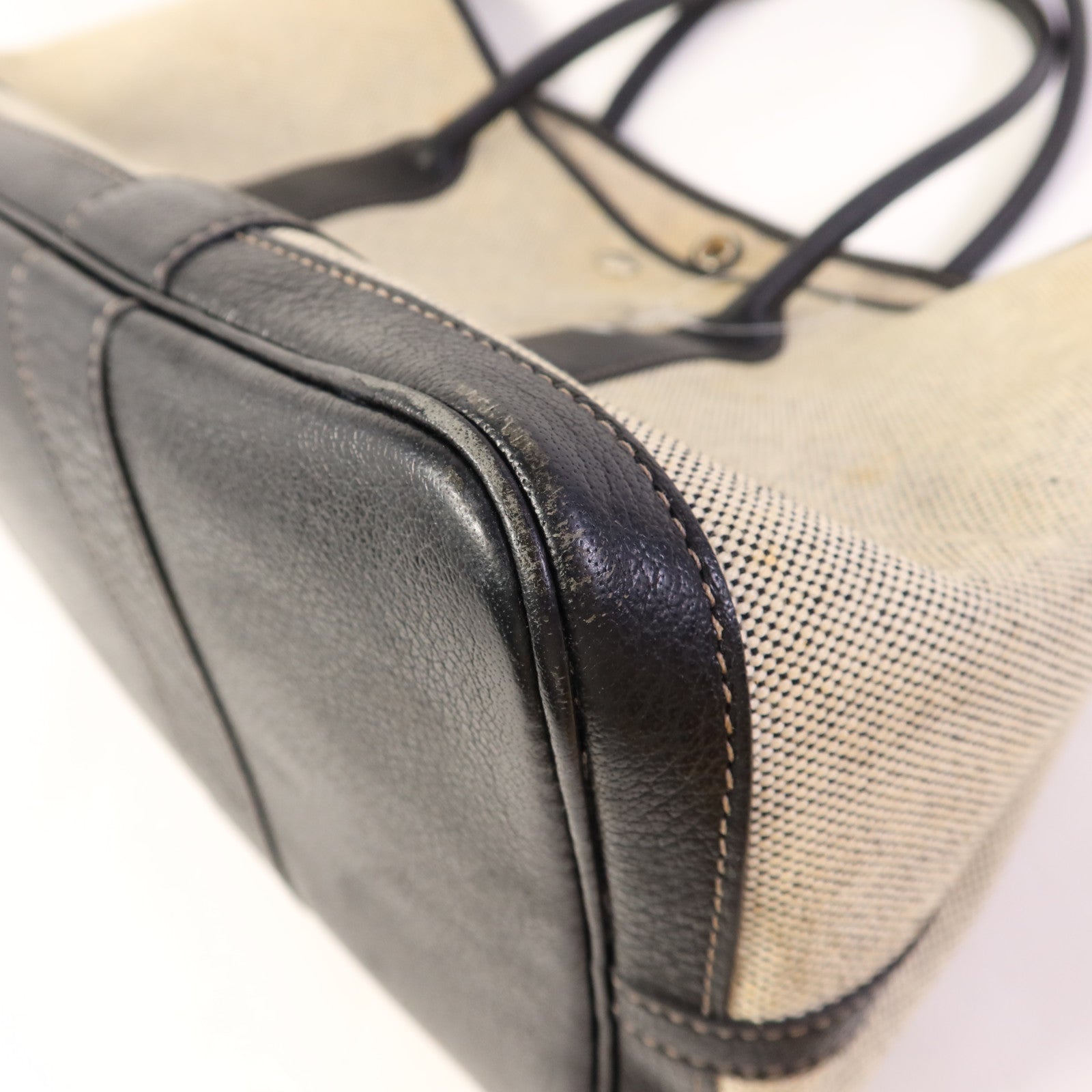 HERMES 帆布GardenParty PM銀扣手挽袋