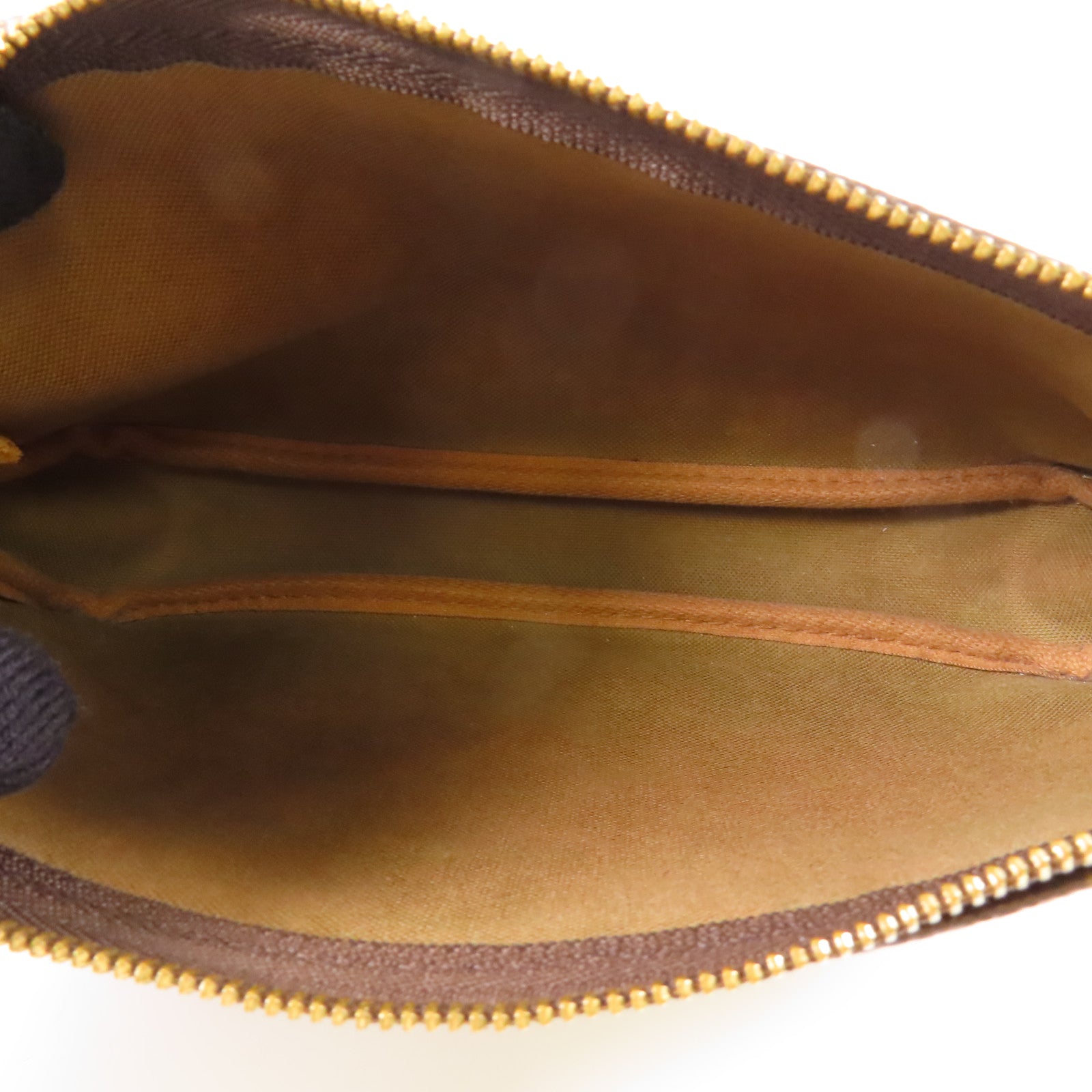 LOUIS VUITTON Monogram Pochette Accessoires金扣手挽袋棕色