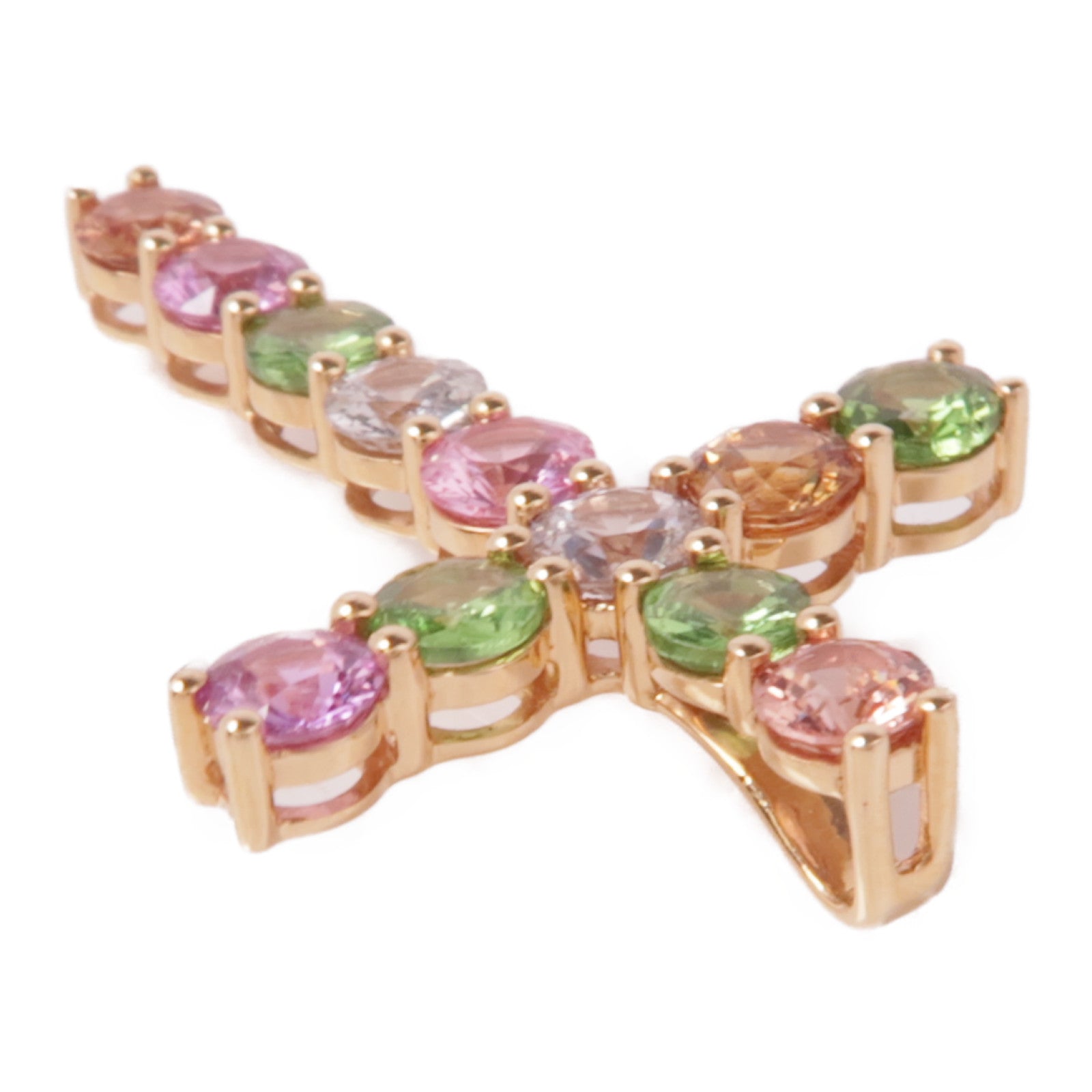JEWELRY 18K玫瑰金Multi Sapphire Pendant Top彩色藍寶石吊墜