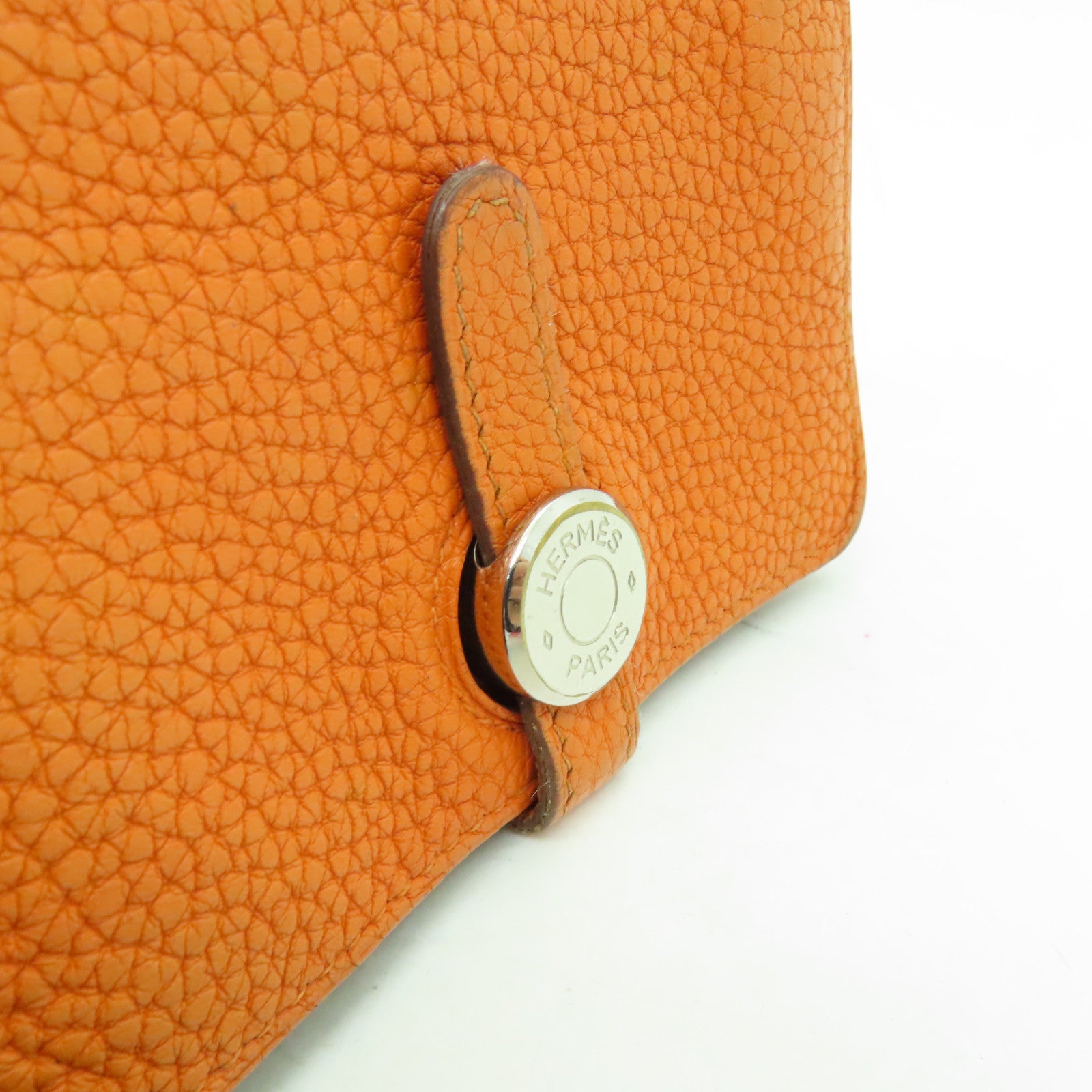 HERMES 【清倉大減價】Togo皮革Dogon Coin Case銀扣零錢包橙色