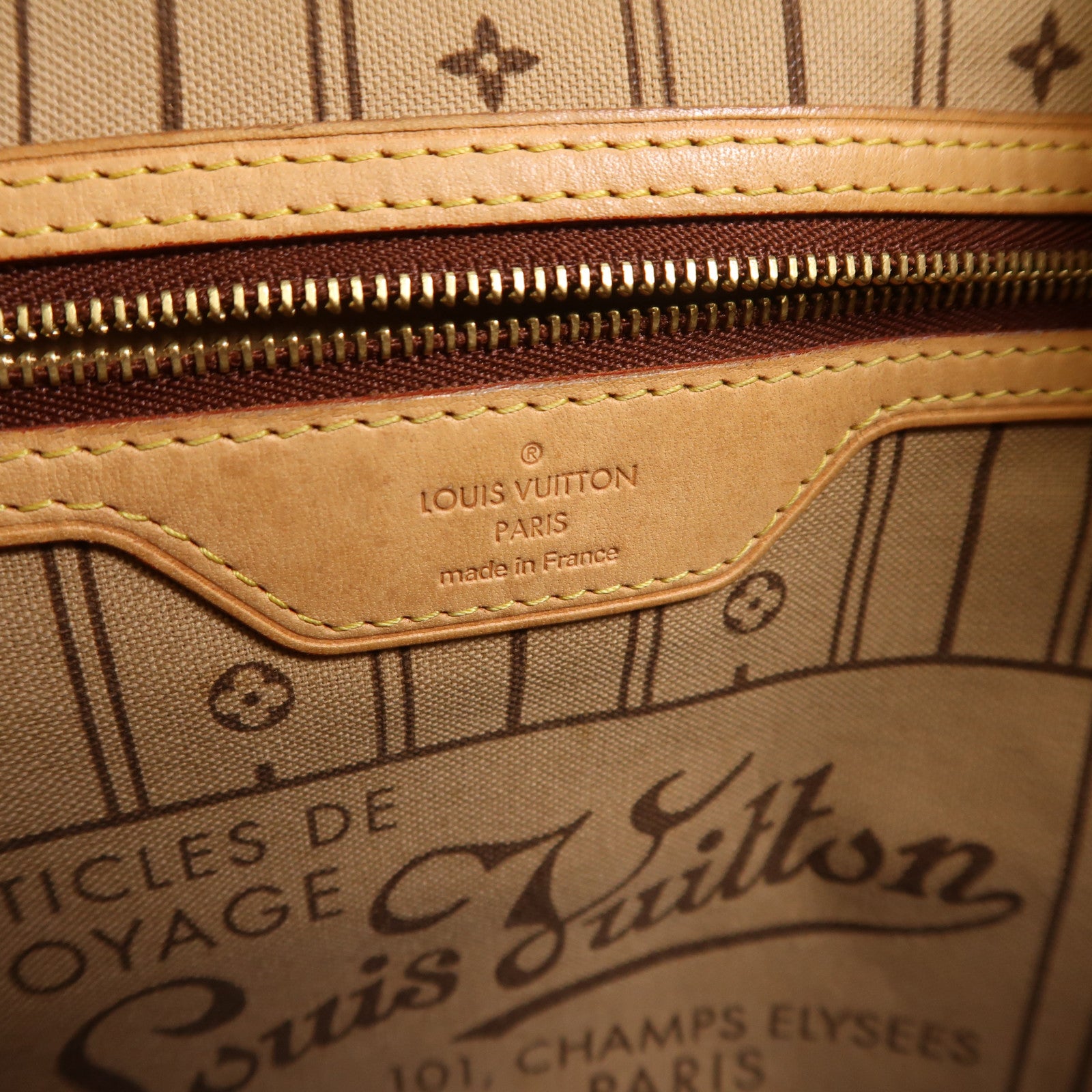 LOUIS VUITTON Monogram Neverfull MM金扣手挽袋