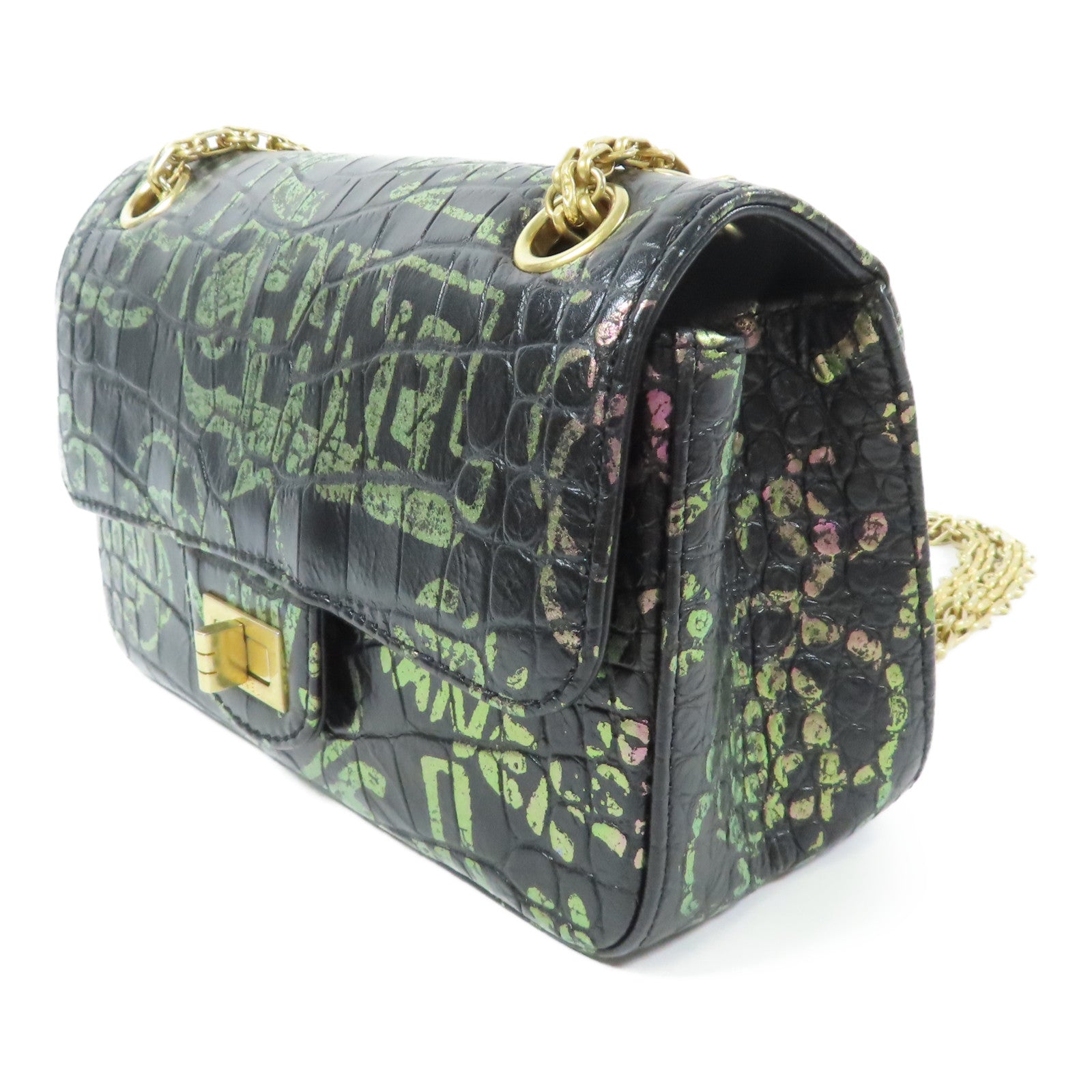 CHANEL 牛皮皮革2.55 Mini金扣鏈帶肩背袋