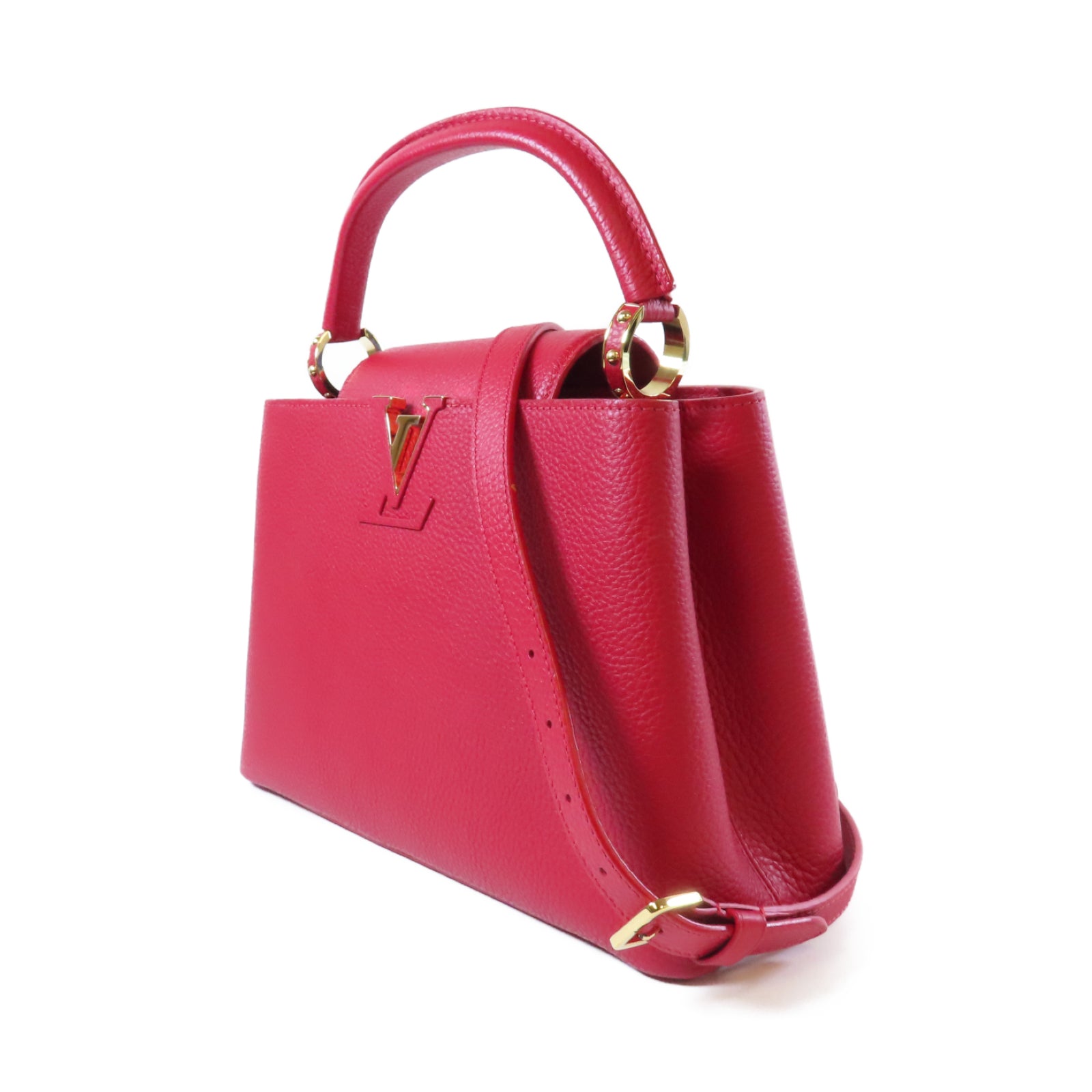 LOUIS VUITTON 【激減優惠】Taurillon Capucines MM金扣手挽肩背兩用袋紅色