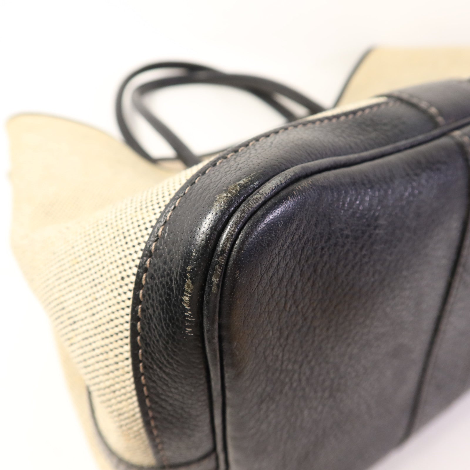 HERMES 帆布GardenParty PM銀扣手挽袋