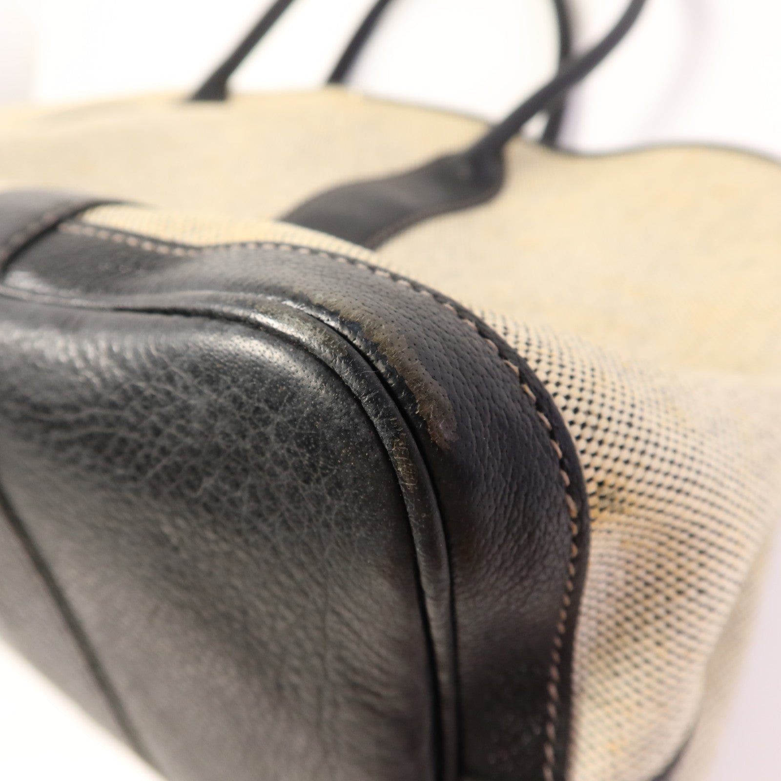 HERMES 帆布GardenParty PM銀扣手挽袋