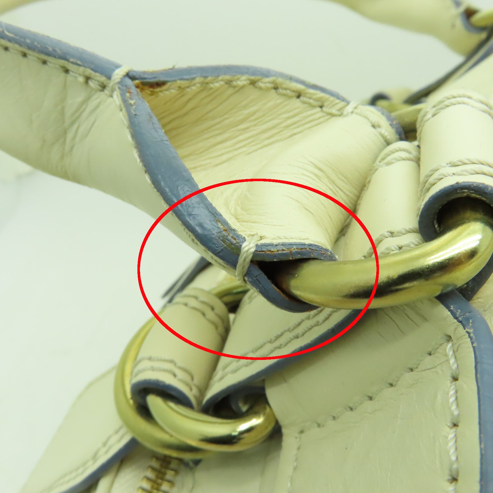 Chloe 牛皮皮革Handbag金扣手挽袋米白色