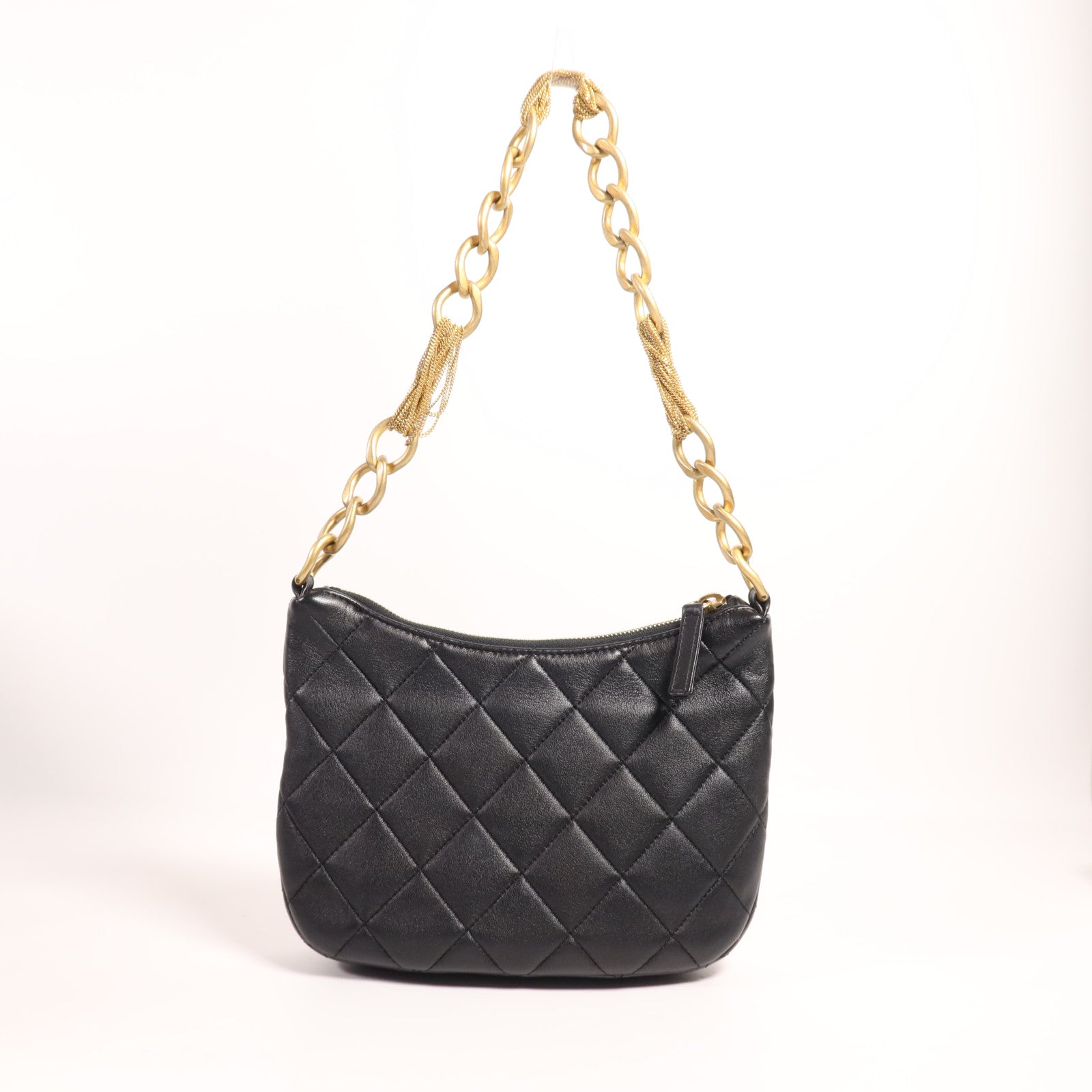 CHANEL 牛皮皮革Hobo金扣鏈帶肩背袋