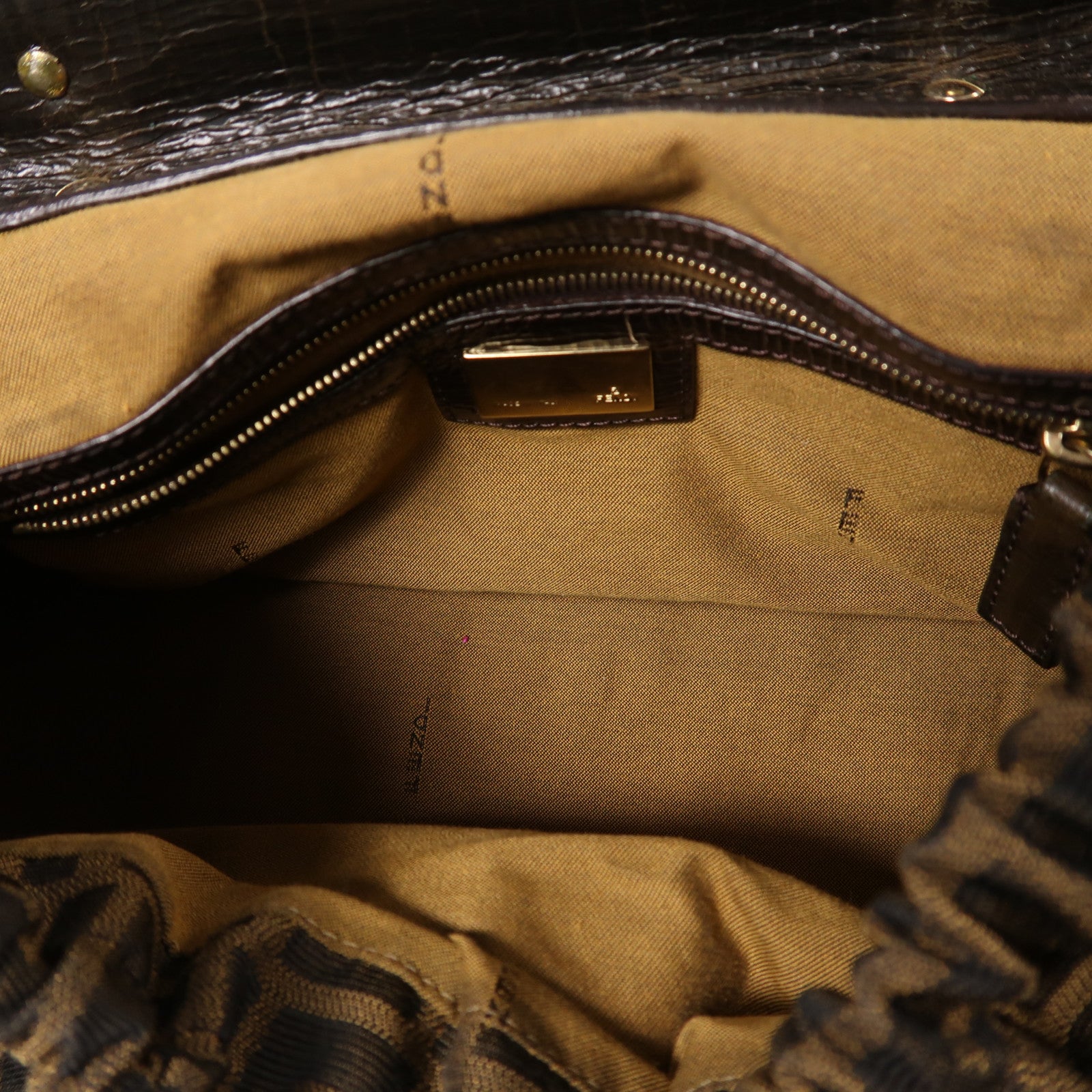 FENDI 帆布/牛皮皮革Hand Bag金扣手挽袋