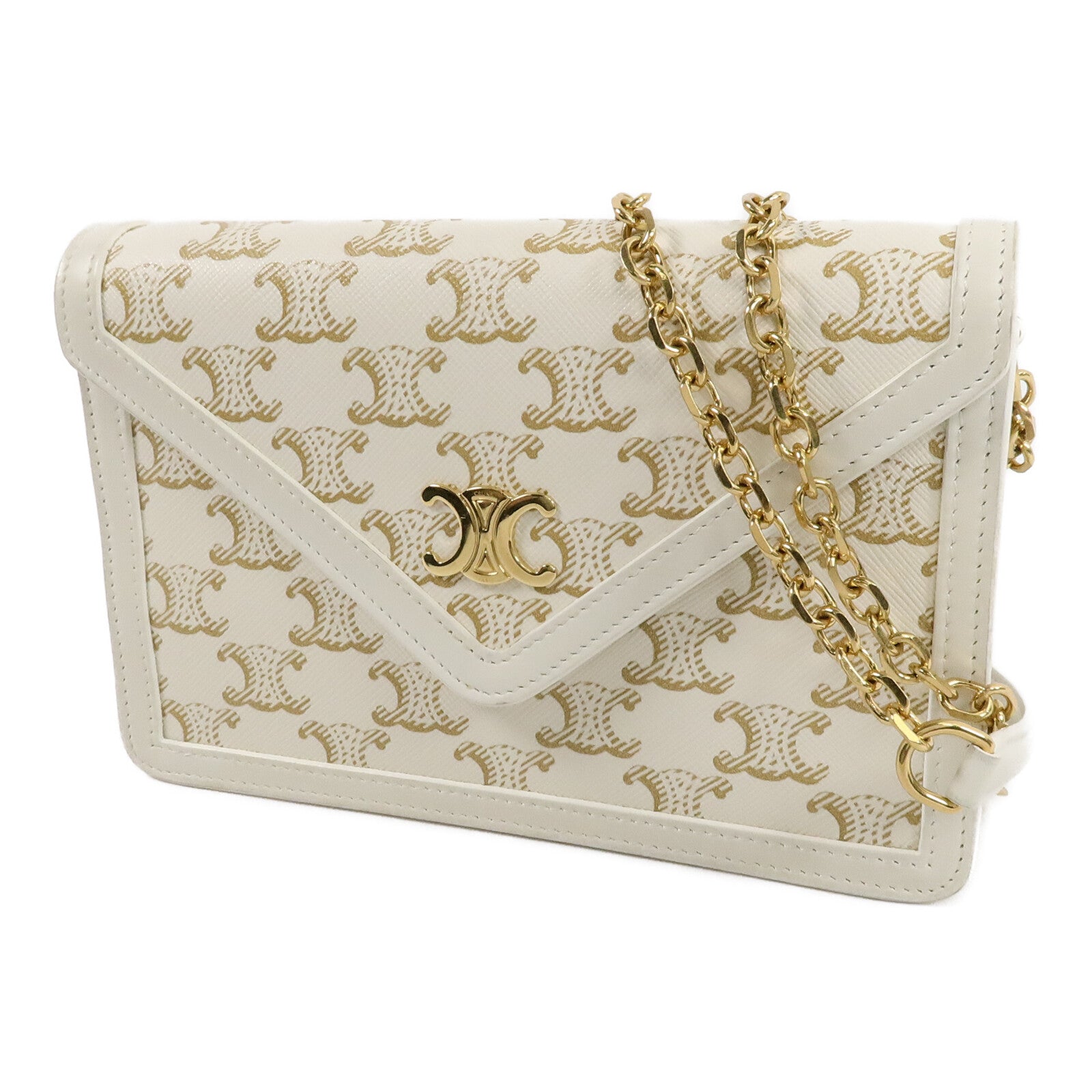 CELINE 塗層帆布Mailon Wallet On Chain鏈帶肩背袋
