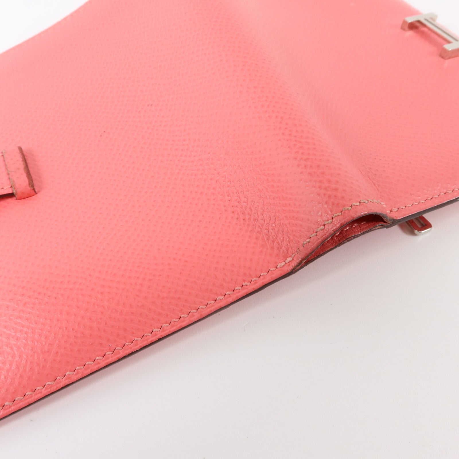 HERMES Epsom皮革Bearn Compact Wallet銀扣錢包Rose Azalee