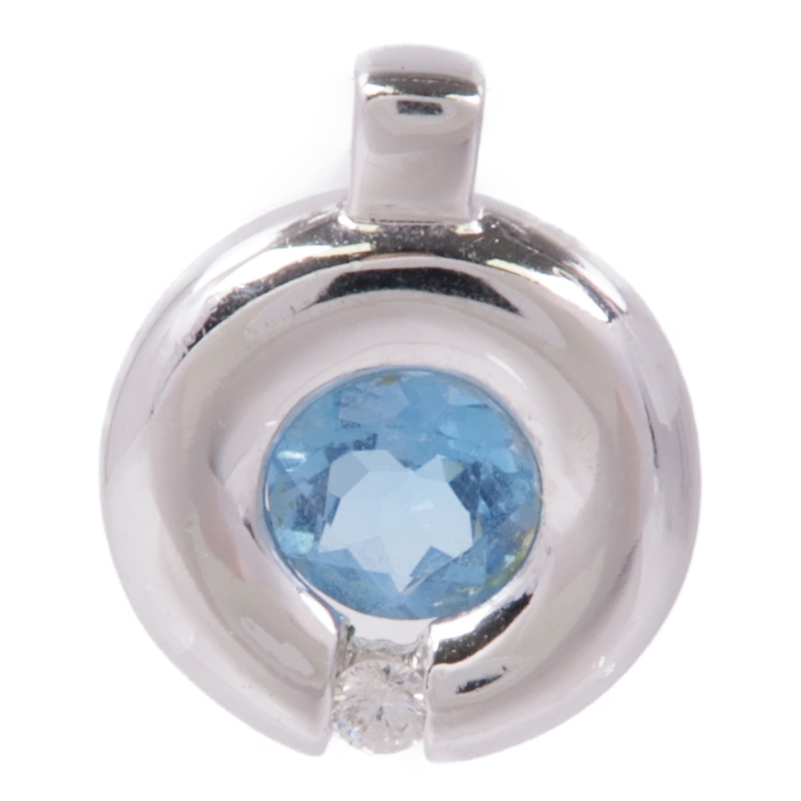 JEWELRY 18K白金Blue Topaz/Diamond Pendant Top藍色托帕石/鑽石吊墜