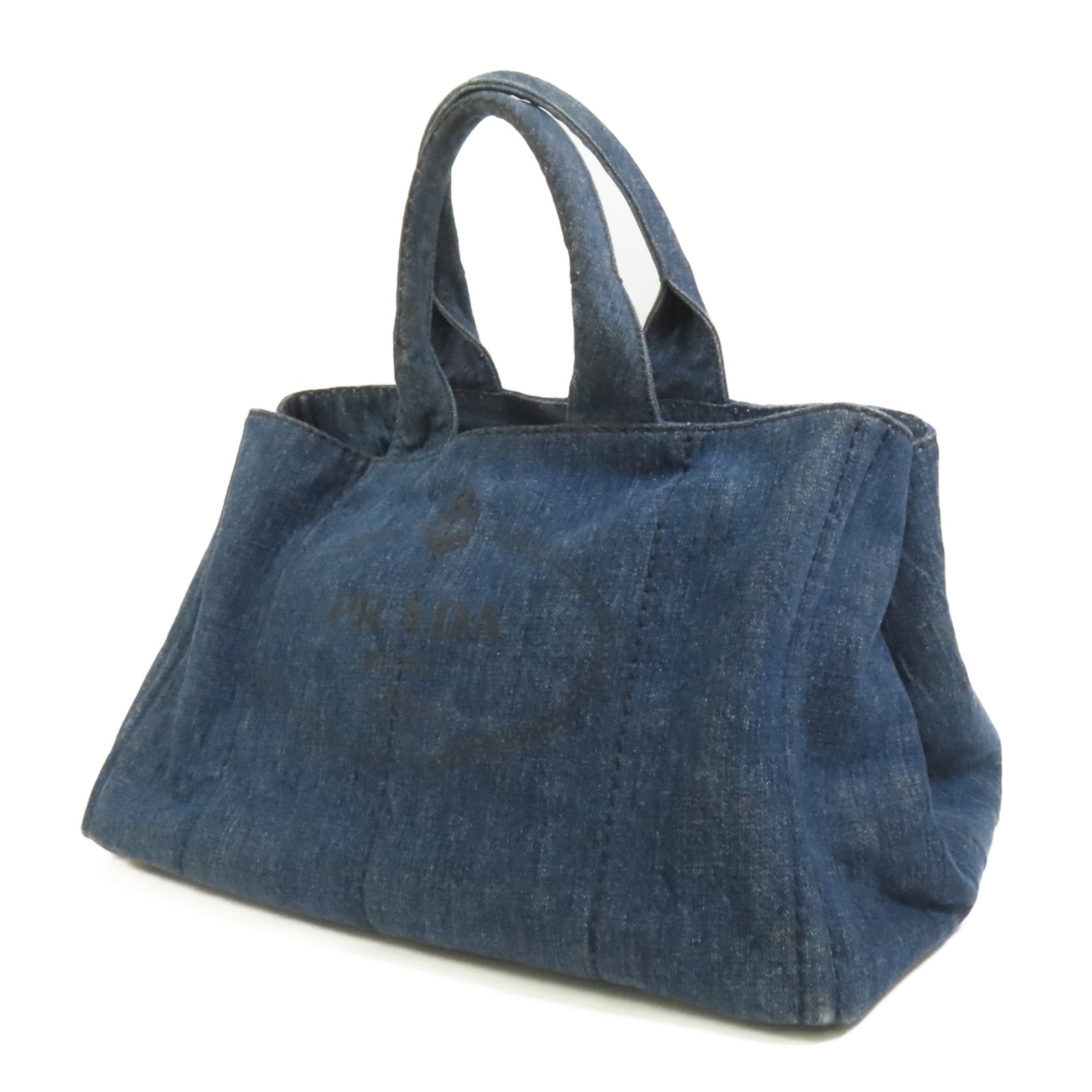 PRADA Denim Canapa Tote L金扣手挽袋