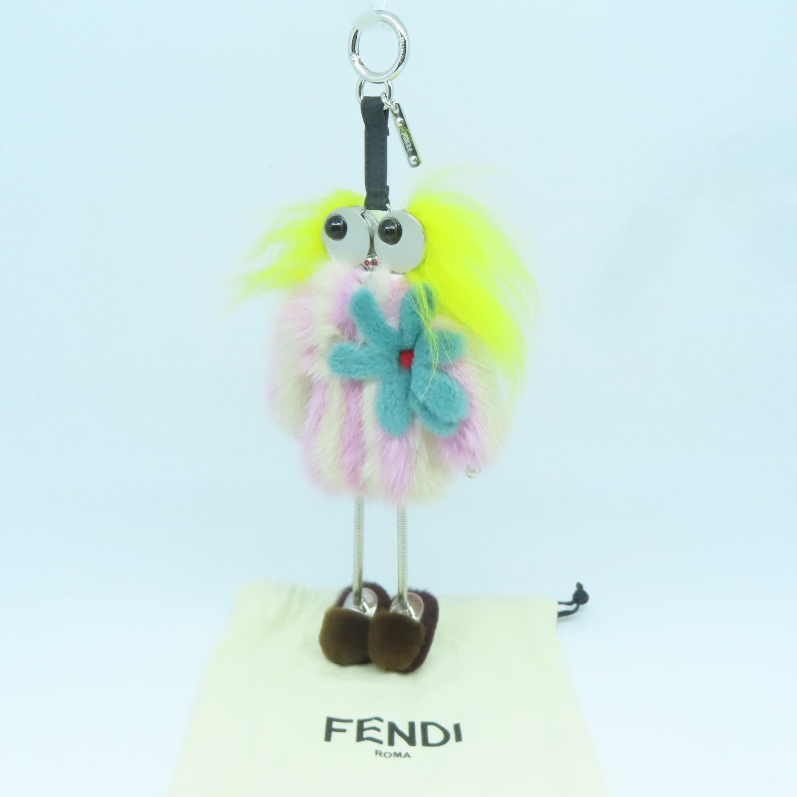 FENDI 【激減優惠】兔毛Charm銀扣掛飾紫色/黃色