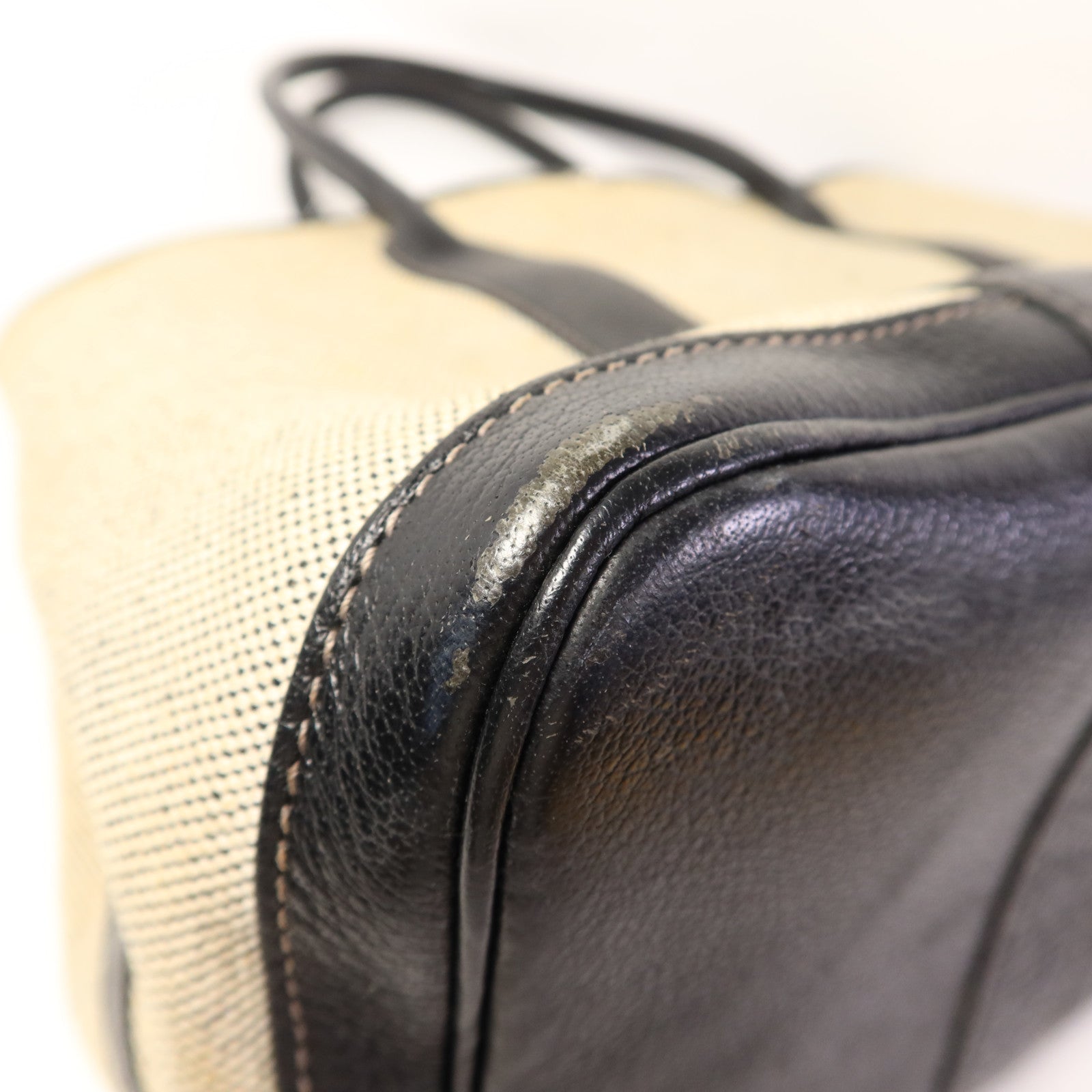 HERMES 帆布GardenParty PM銀扣手挽袋