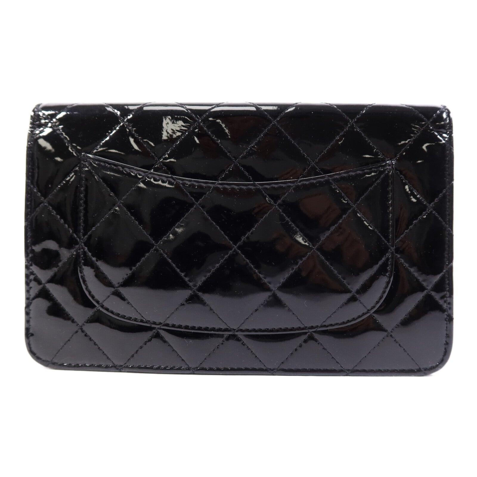 CHANEL 漆皮皮革WOC Wallet On Chain銀扣鏈帶肩背袋