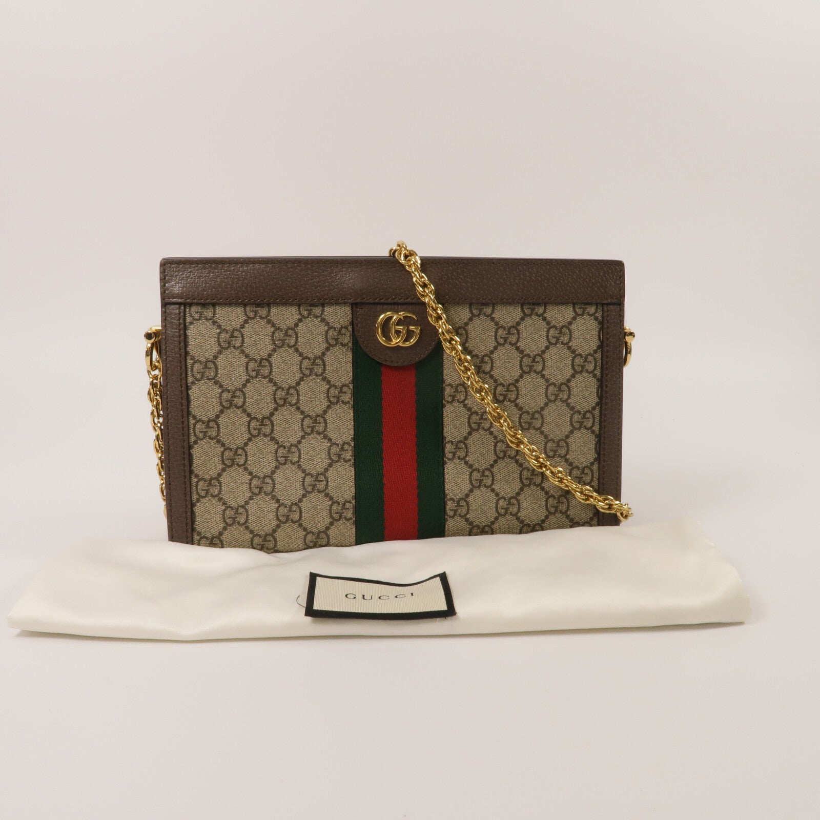 GUCCI 塗層帆布Ophidia GG鏈帶肩背袋