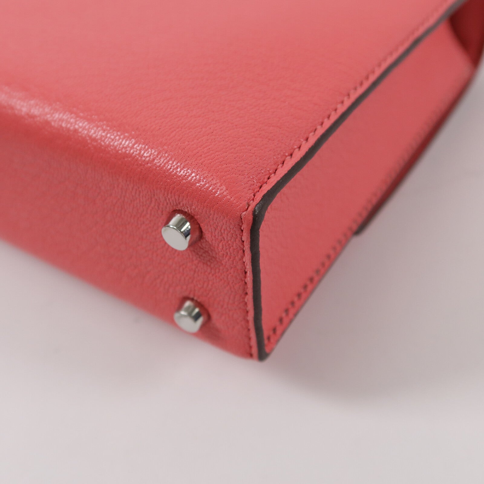 HERMES Chevre皮革Verrou Mini鏈帶肩背袋Rose Azalee