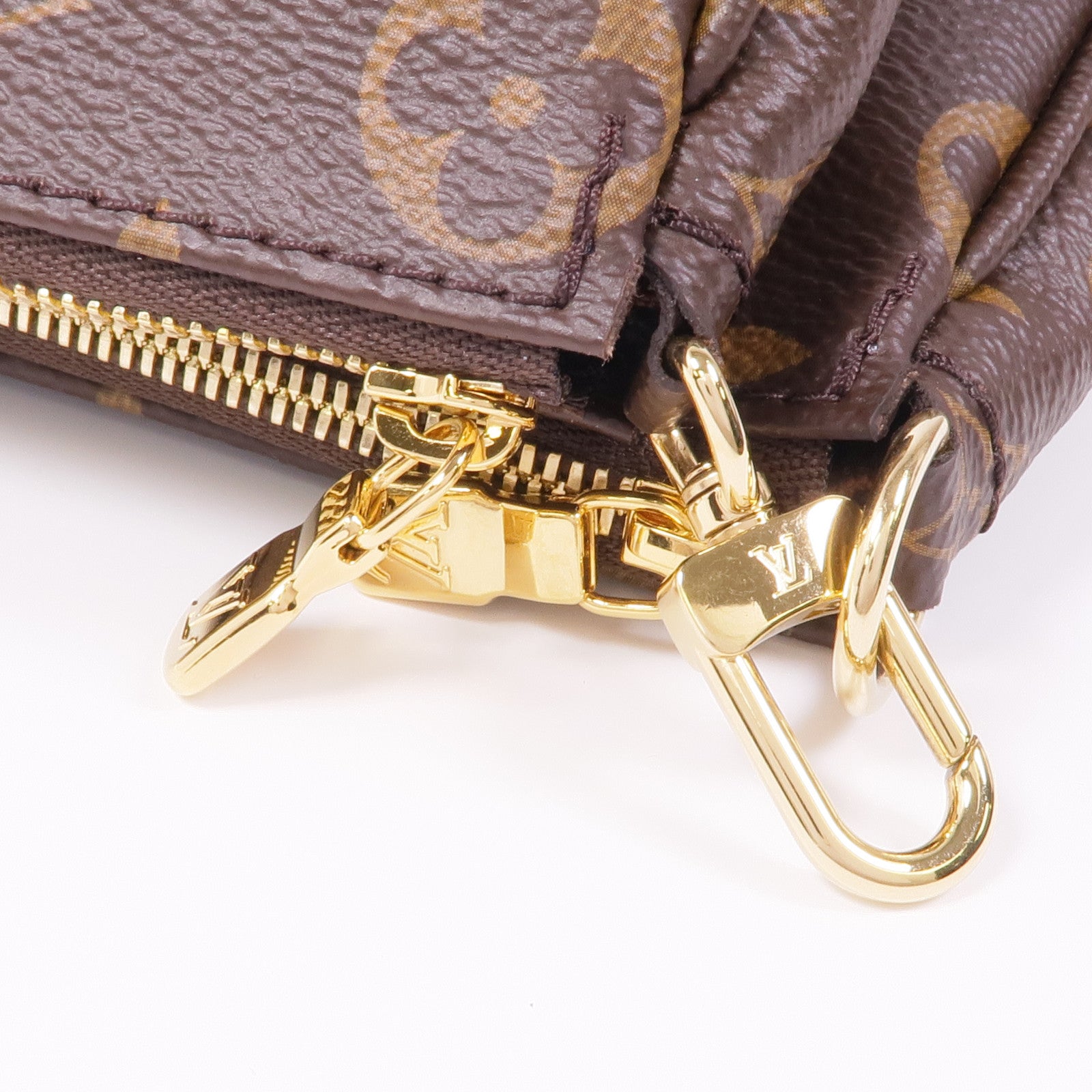 LOUIS VUITTON Monogram Multi Pochette Accessoires金扣手挽肩背兩用袋棕色