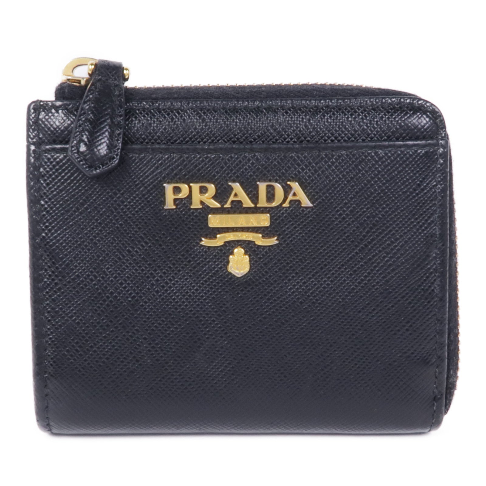 PRADA GHW Coin Case 1ML025 Calfskin Leather Black
