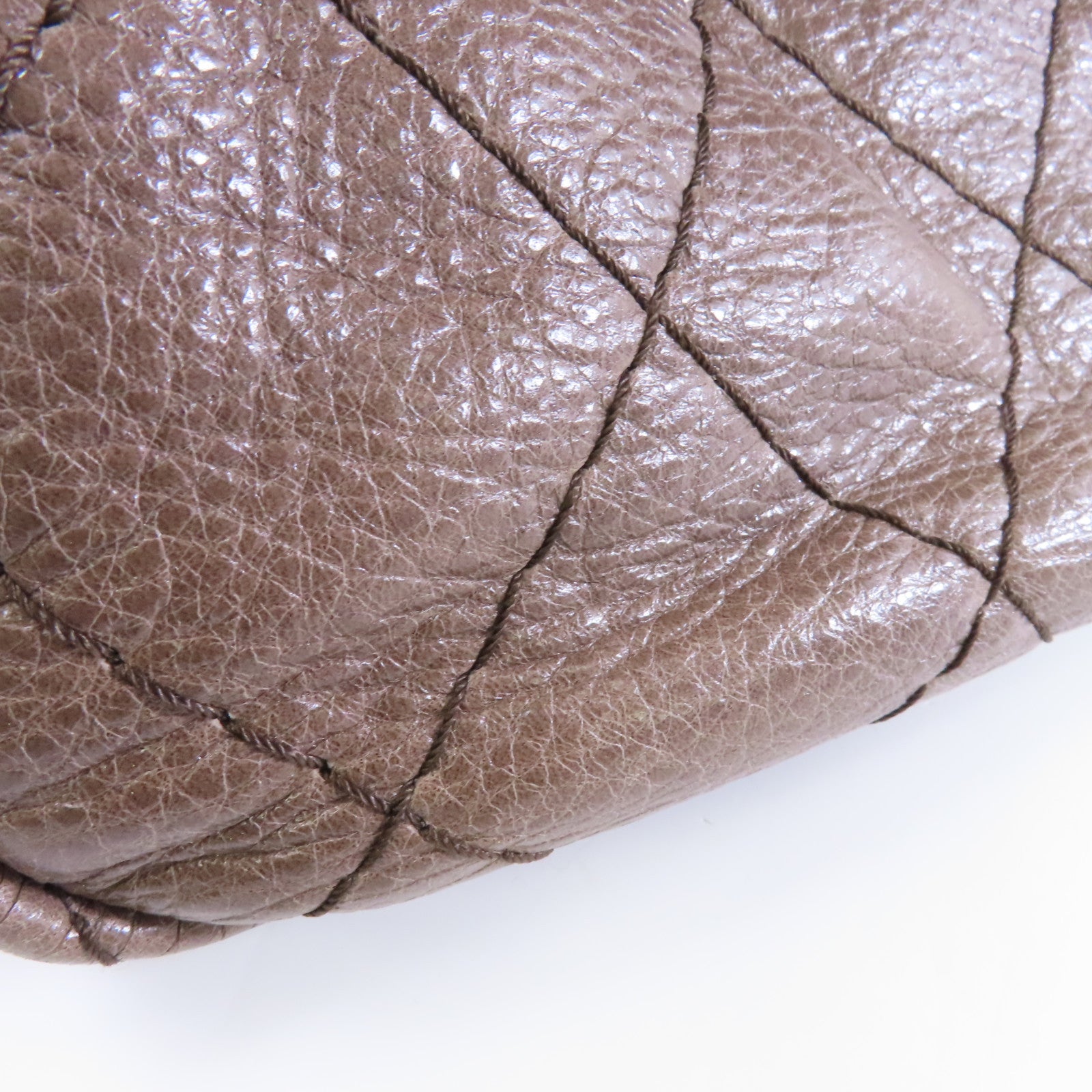 CHANEL 【激減優惠】菱格牛皮皮革Shoulder Bag銀扣肩背袋啡色