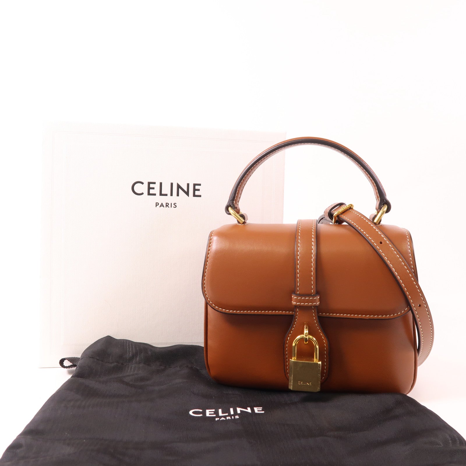CELINE 【激減優惠】牛皮皮革Mini Tabou金扣手挽肩背兩用袋