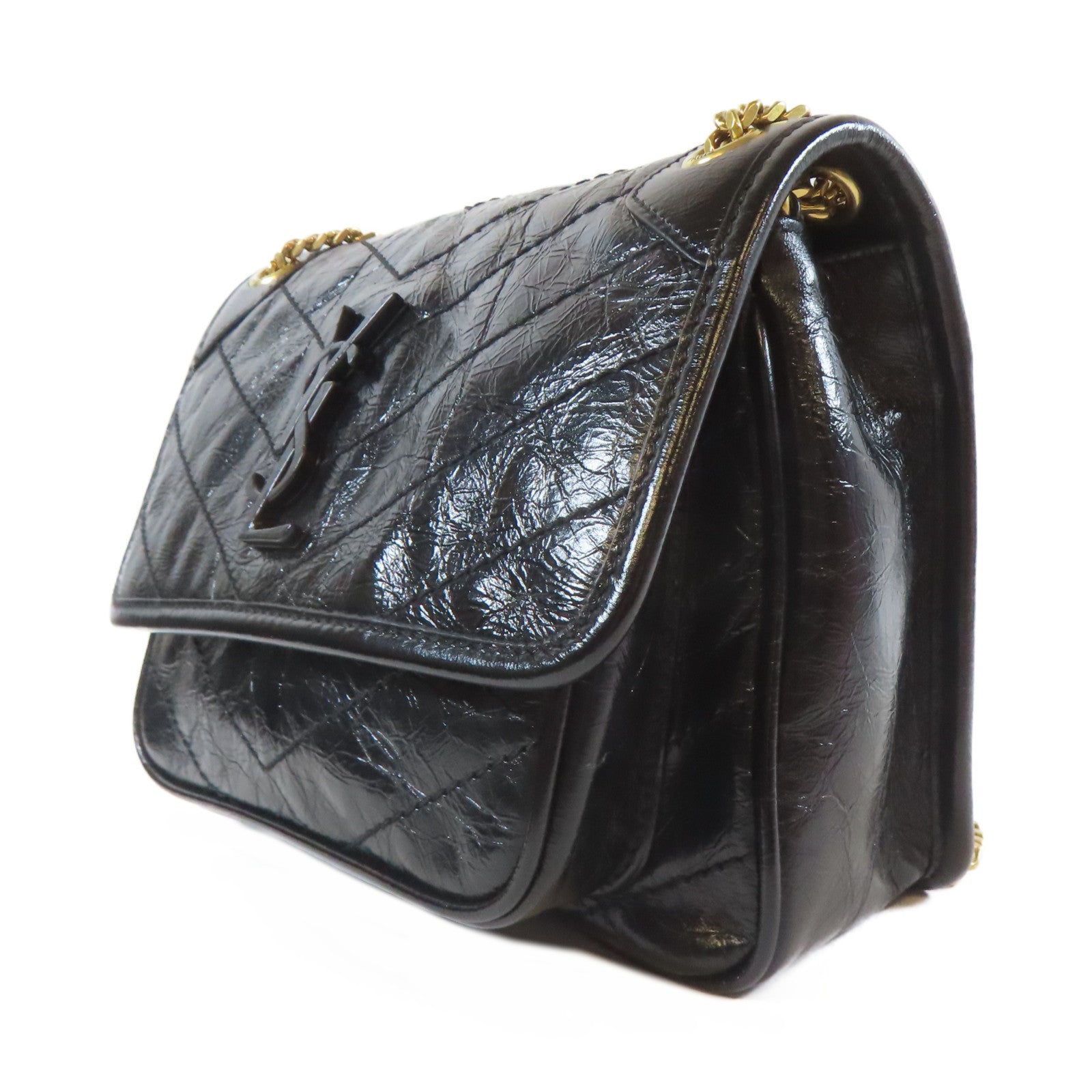 SAINT LAURENT 牛皮皮革Niki Baby金扣鏈帶肩背袋黑色