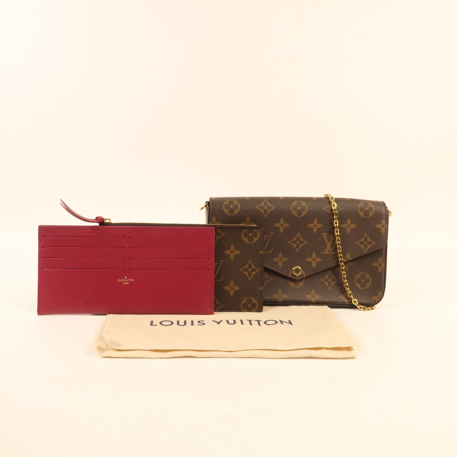 LOUIS VUITTON Monogram Felicie Pochette金扣鏈帶肩背袋