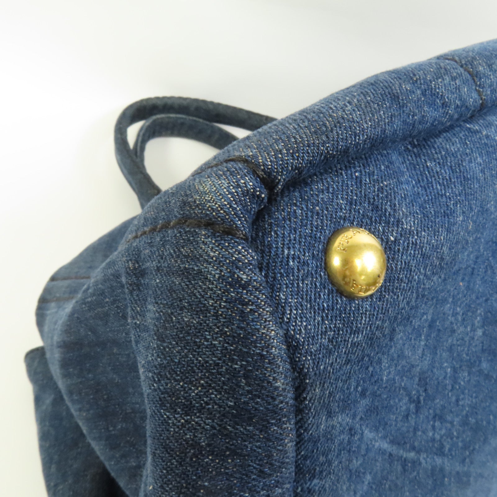 PRADA Denim Canapa Tote L金扣手挽袋