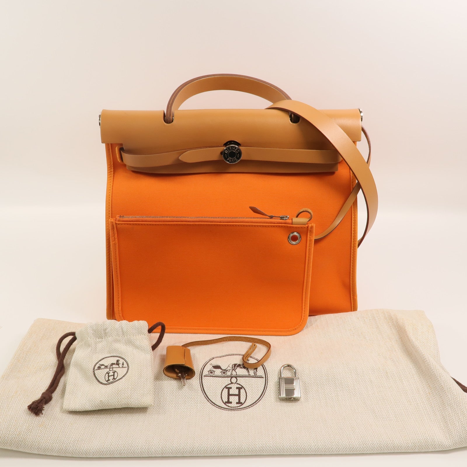 HERMES 帆布Herbag PM手挽肩背兩用袋Orange